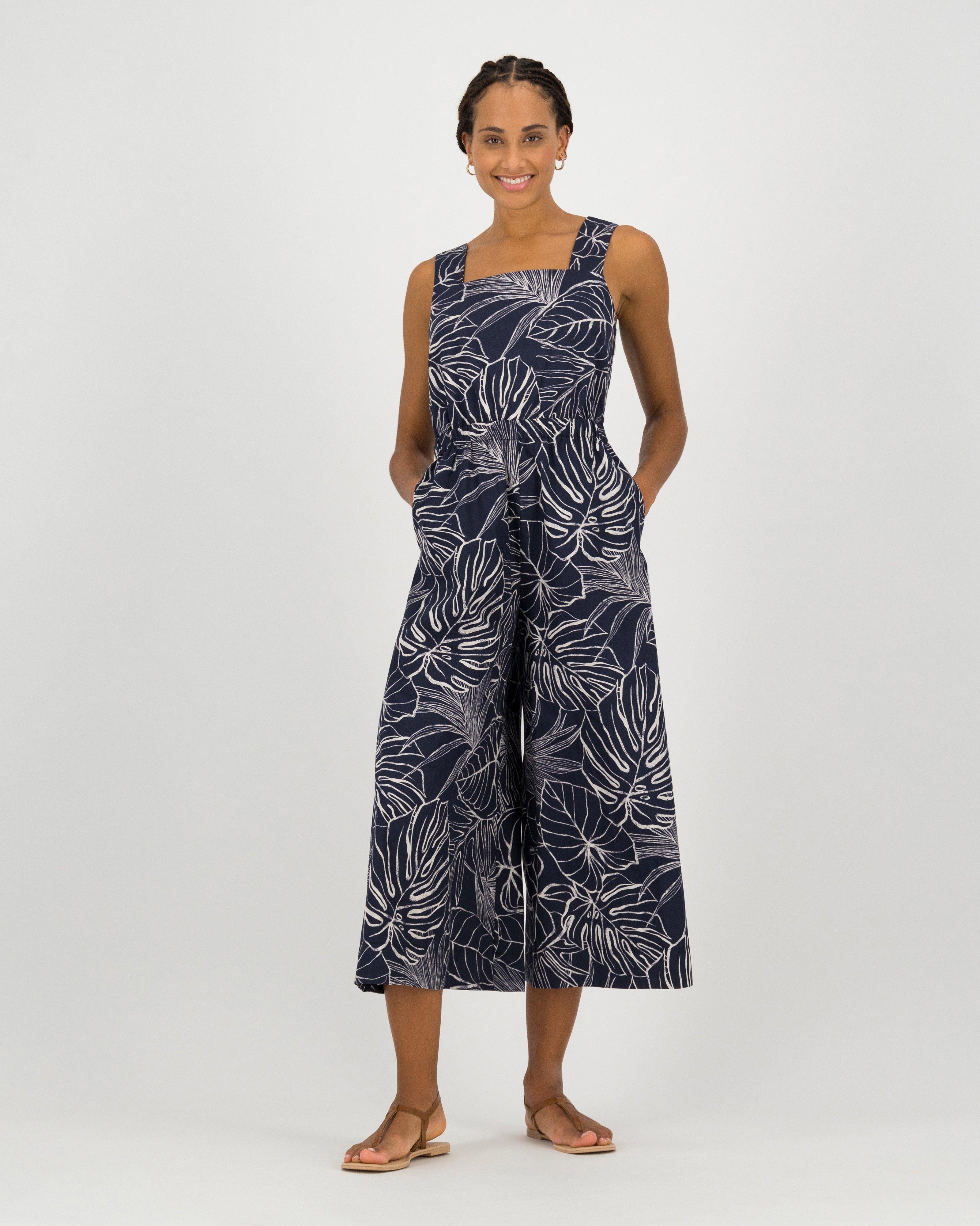 Vanessa Printed Jumpsuit -  navy