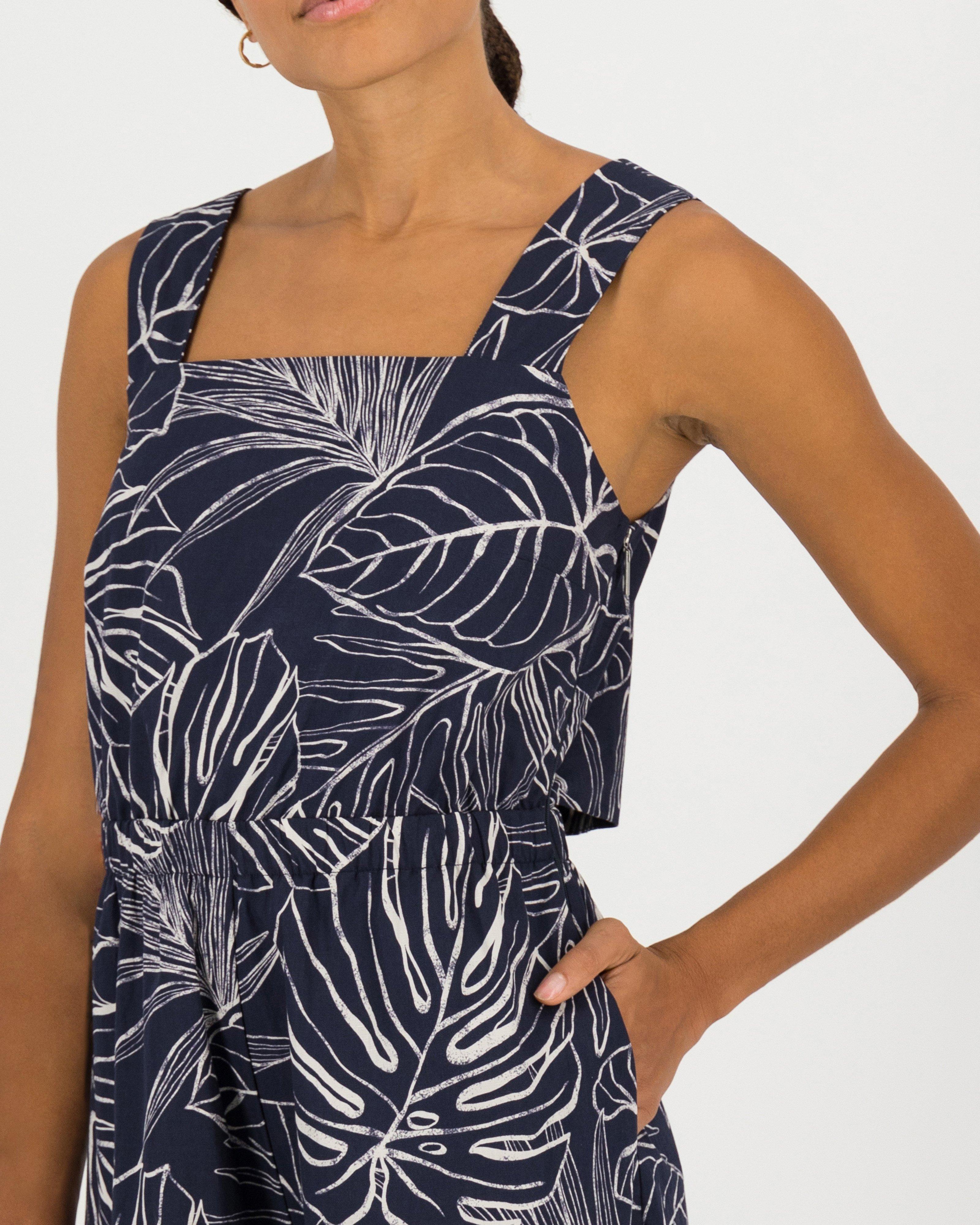 Vanessa Printed Jumpsuit -  navy