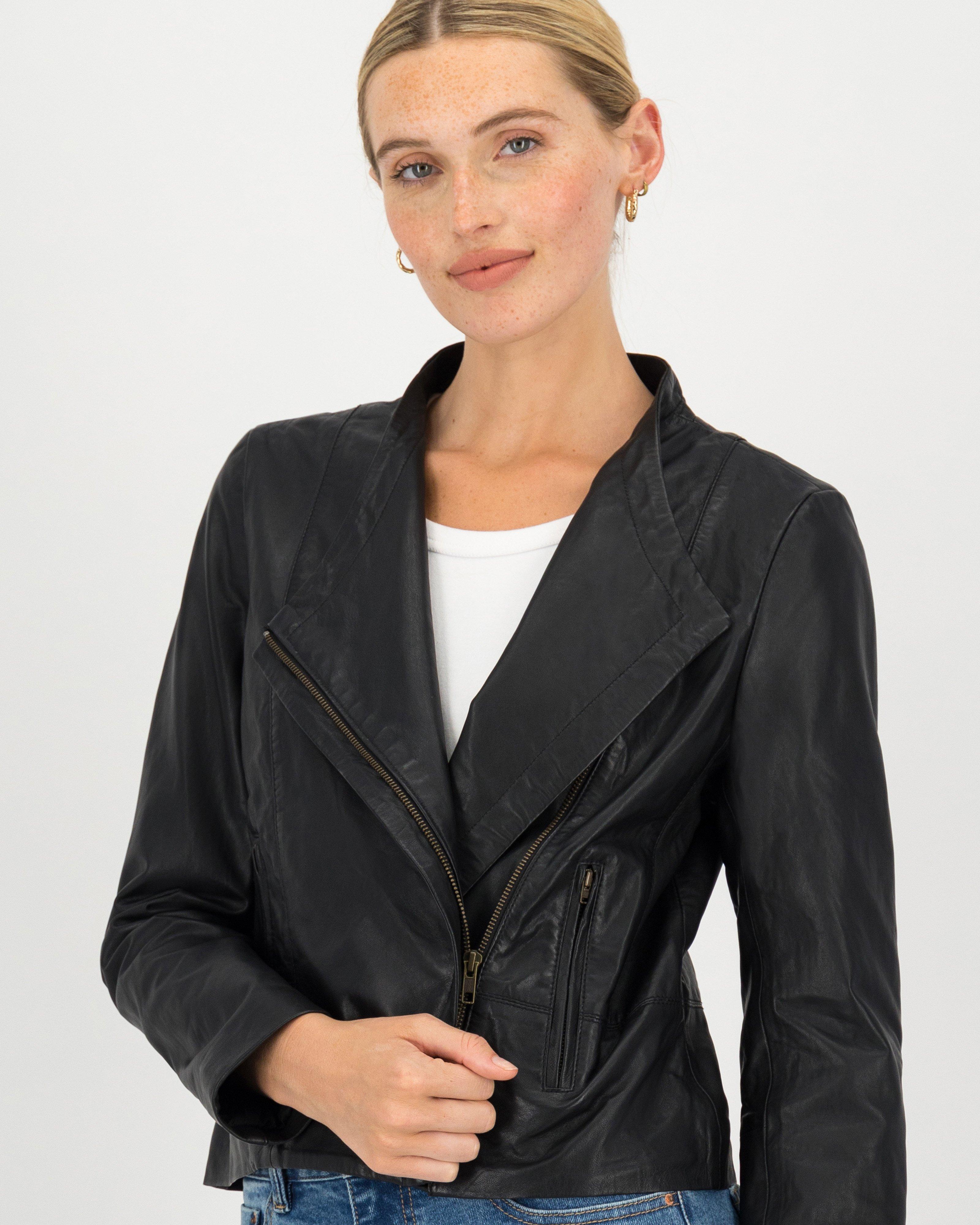 Brinley Leather Jacket -  black