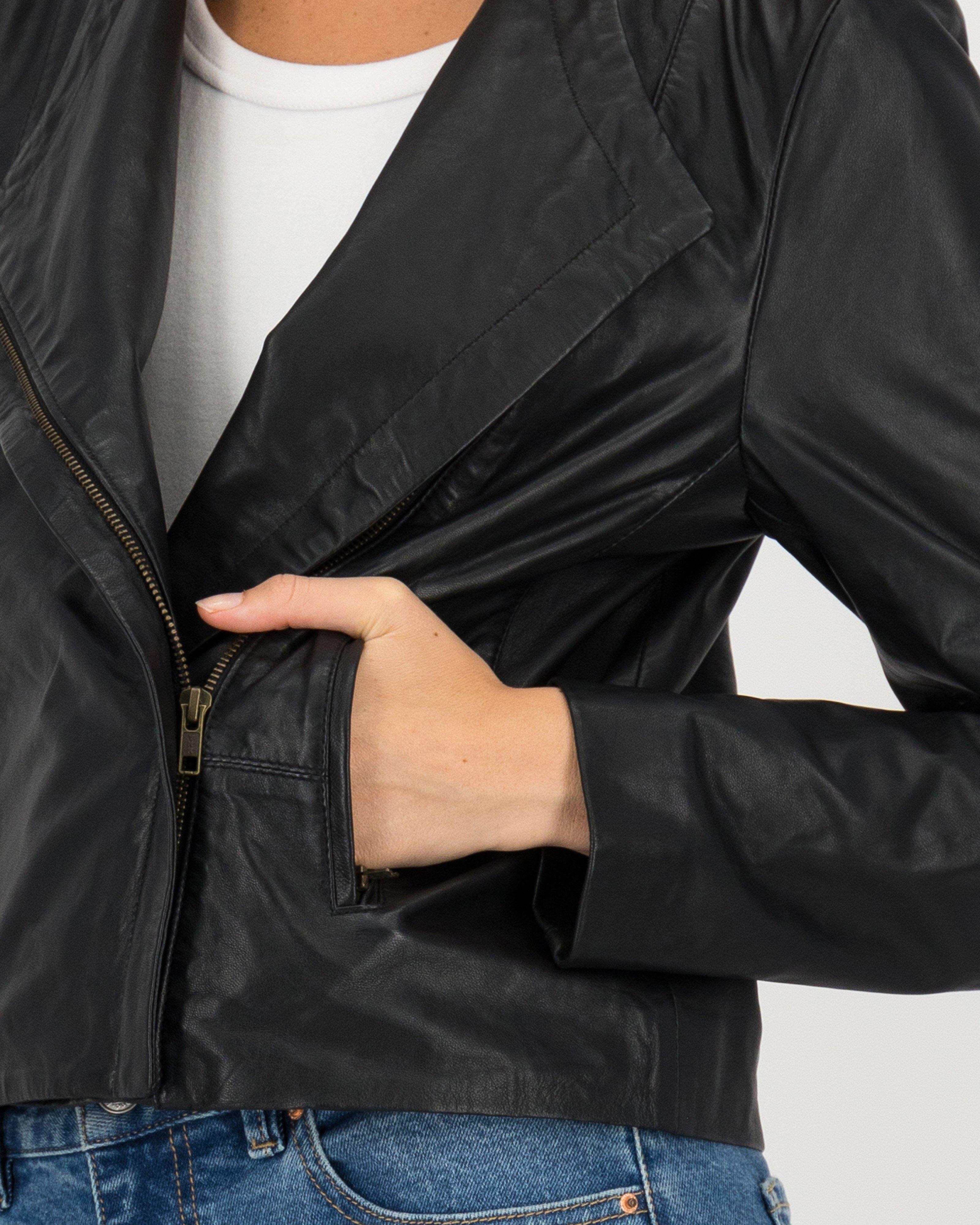 Brinley Leather Jacket -  black