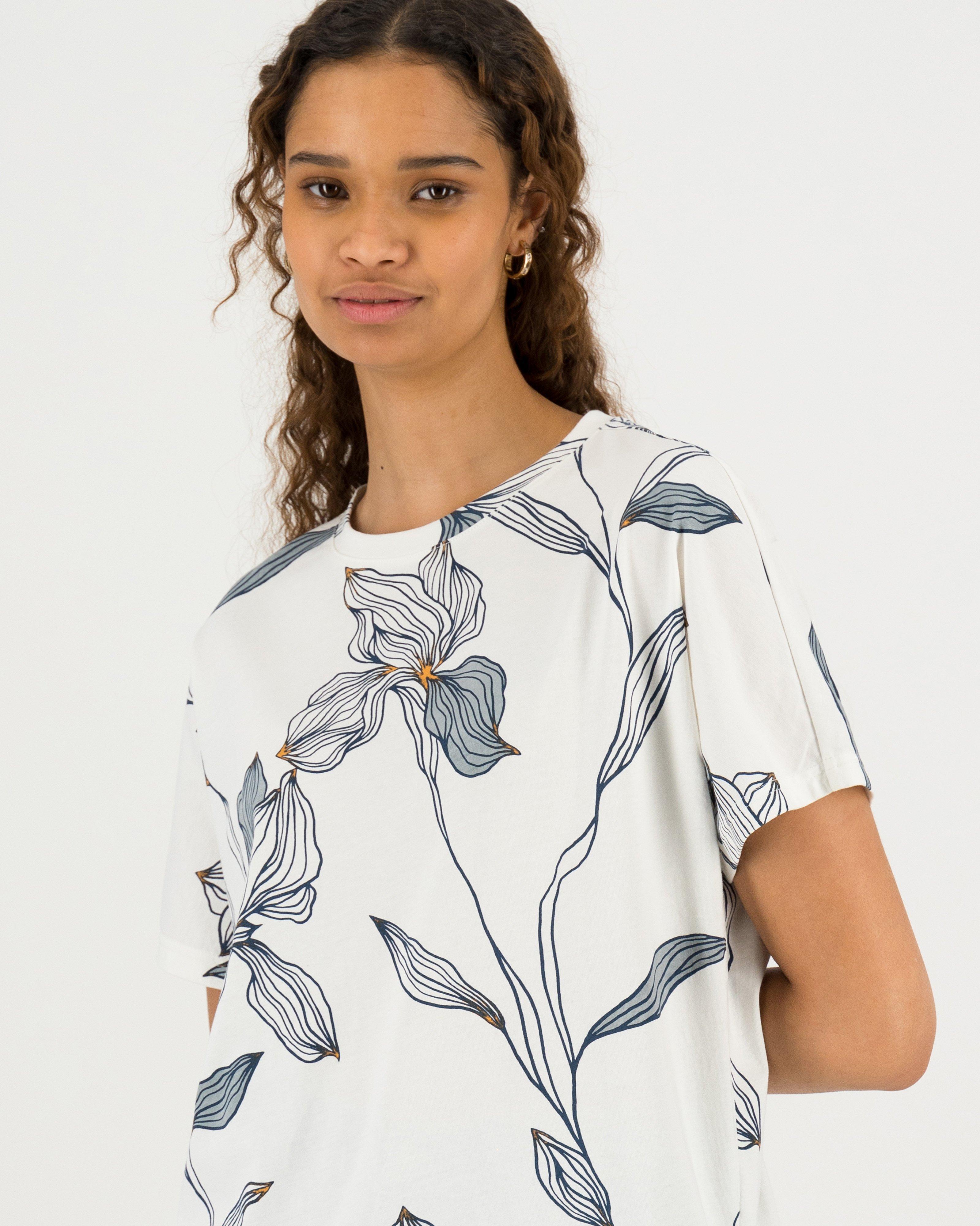 Elena Floral Printed T-Shirt -  milk