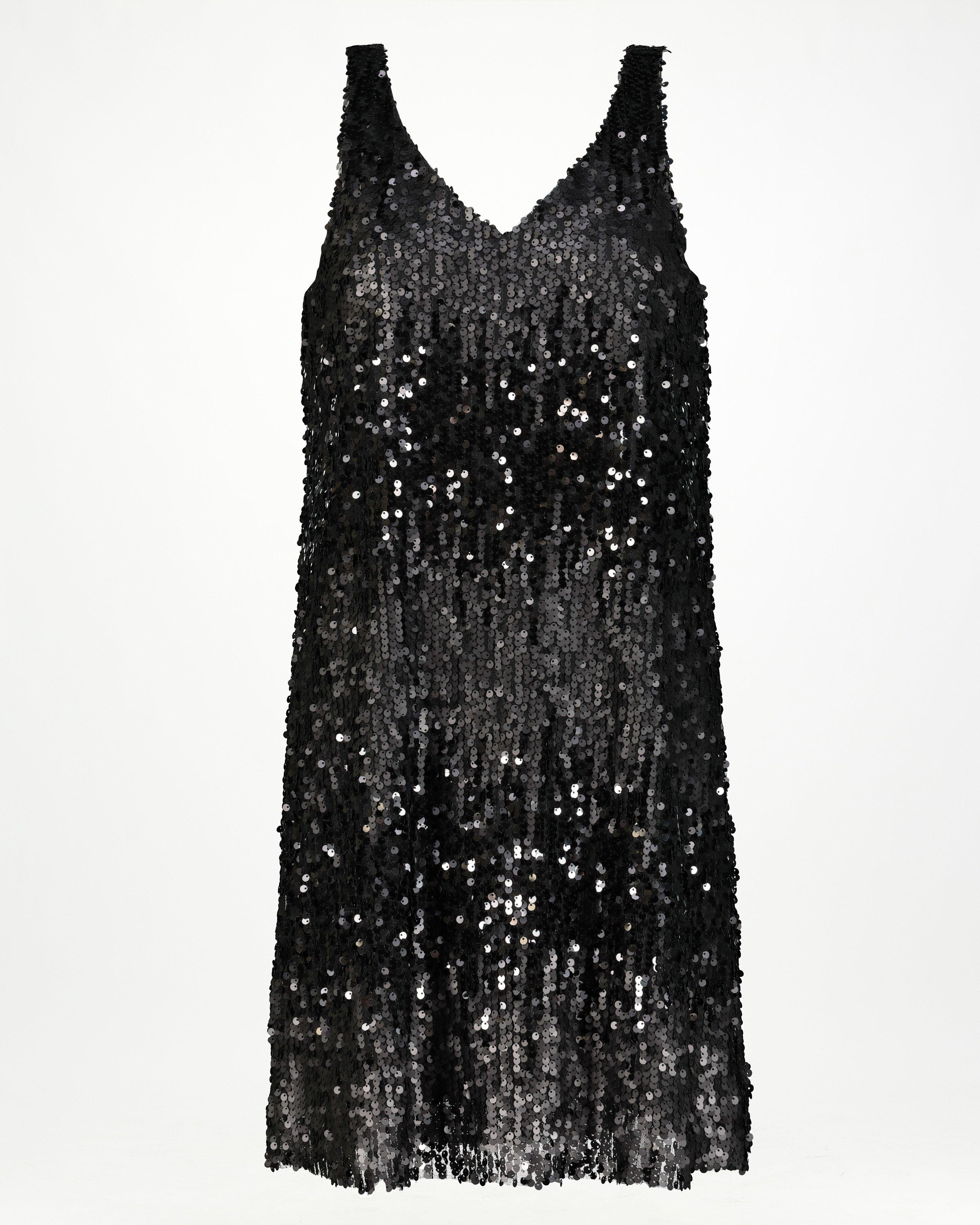 Cammie Sequin Shift Dress -  black