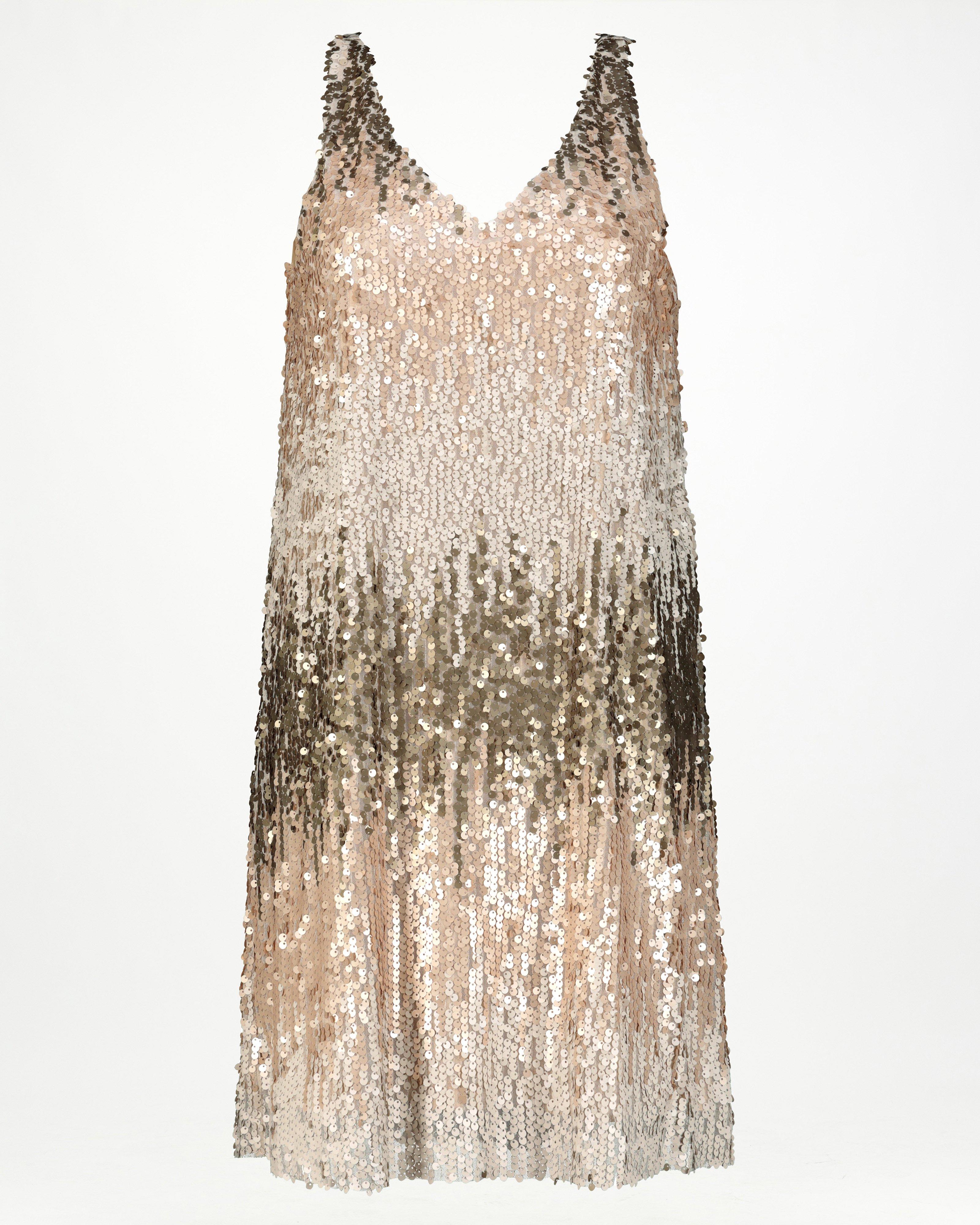 Cammie Sequin Shift Dress -  nude