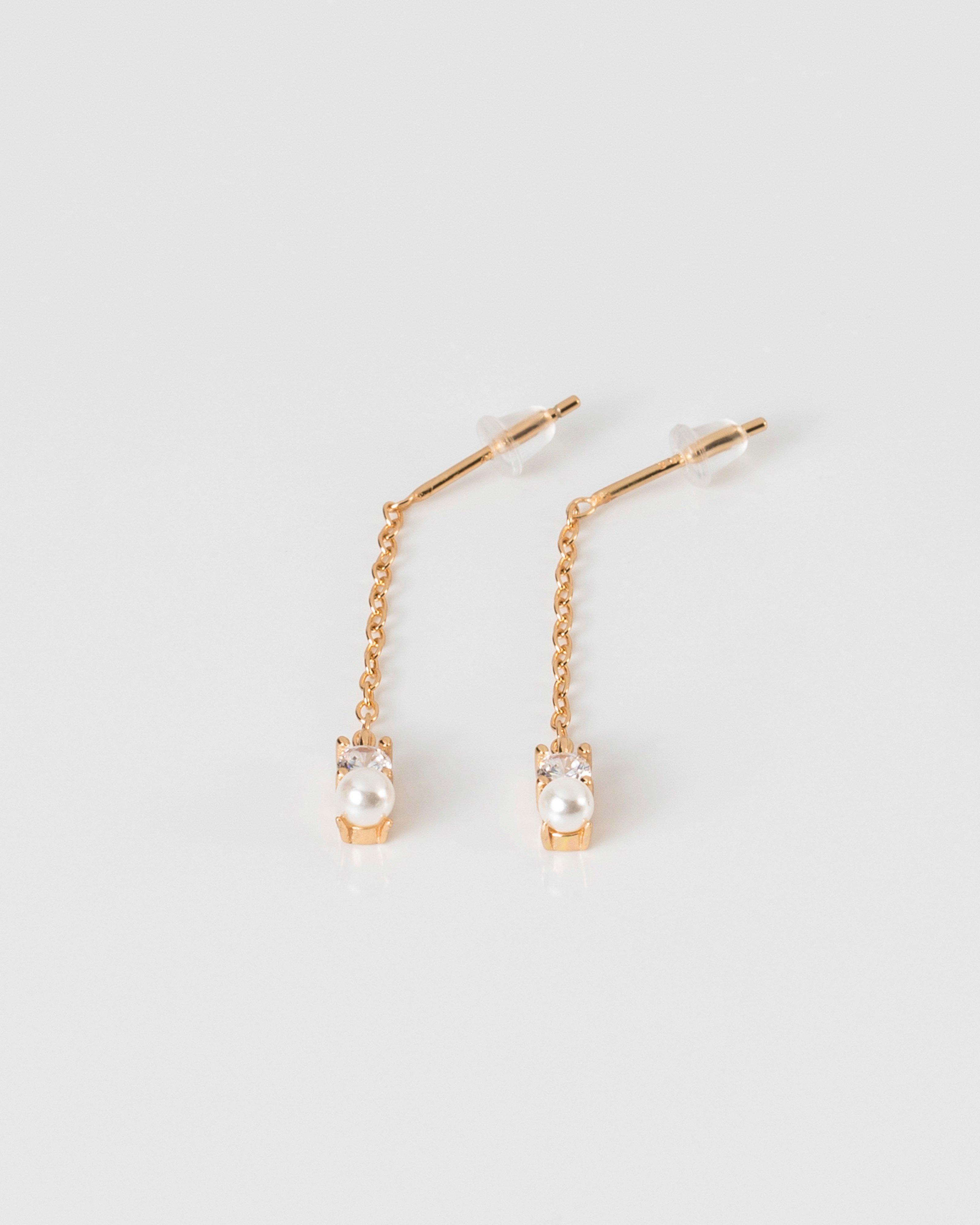 Cubic Zirconia & Pearl Loop Earrings -  camo