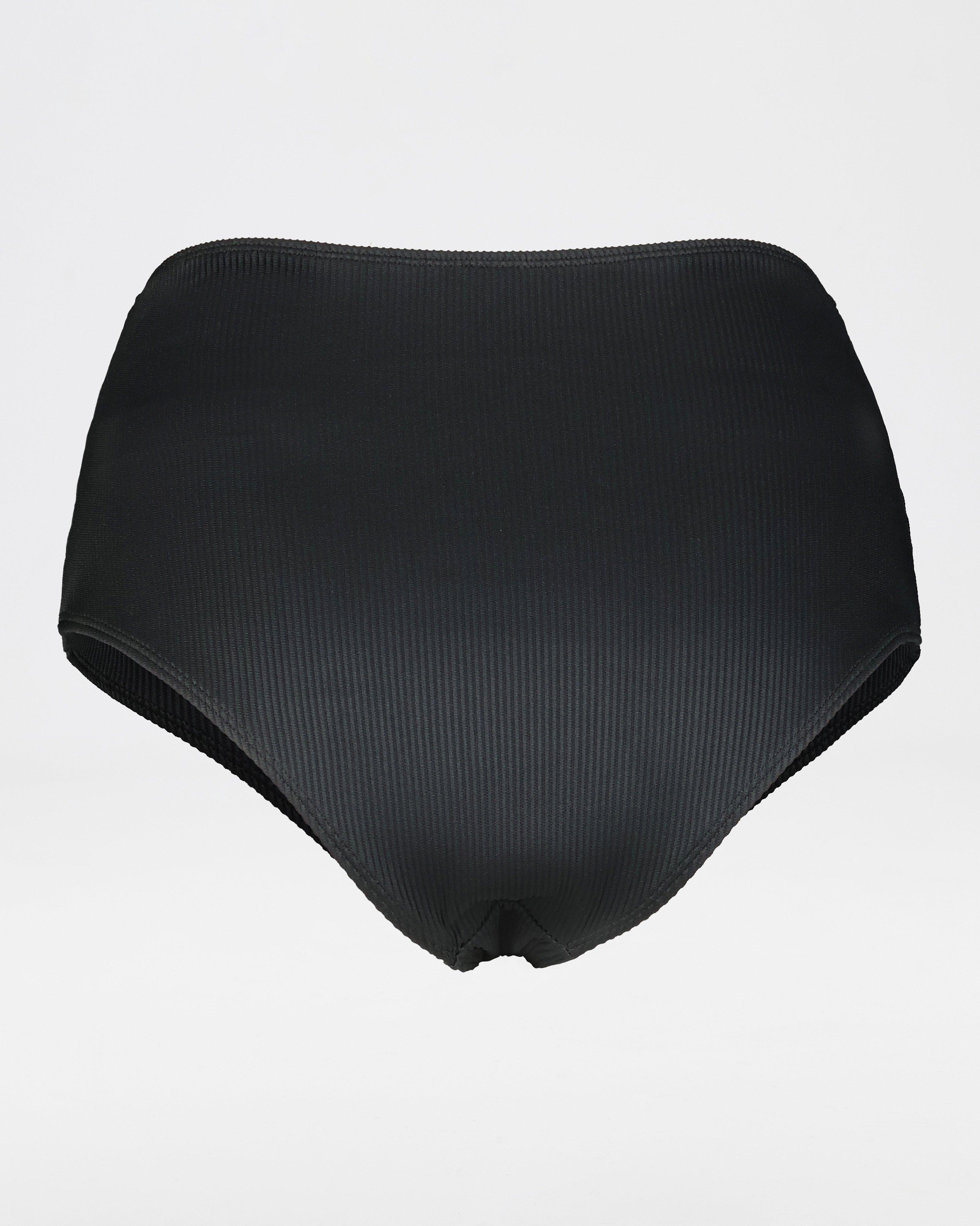 Nina Ribbed Bikini Bottom -  black