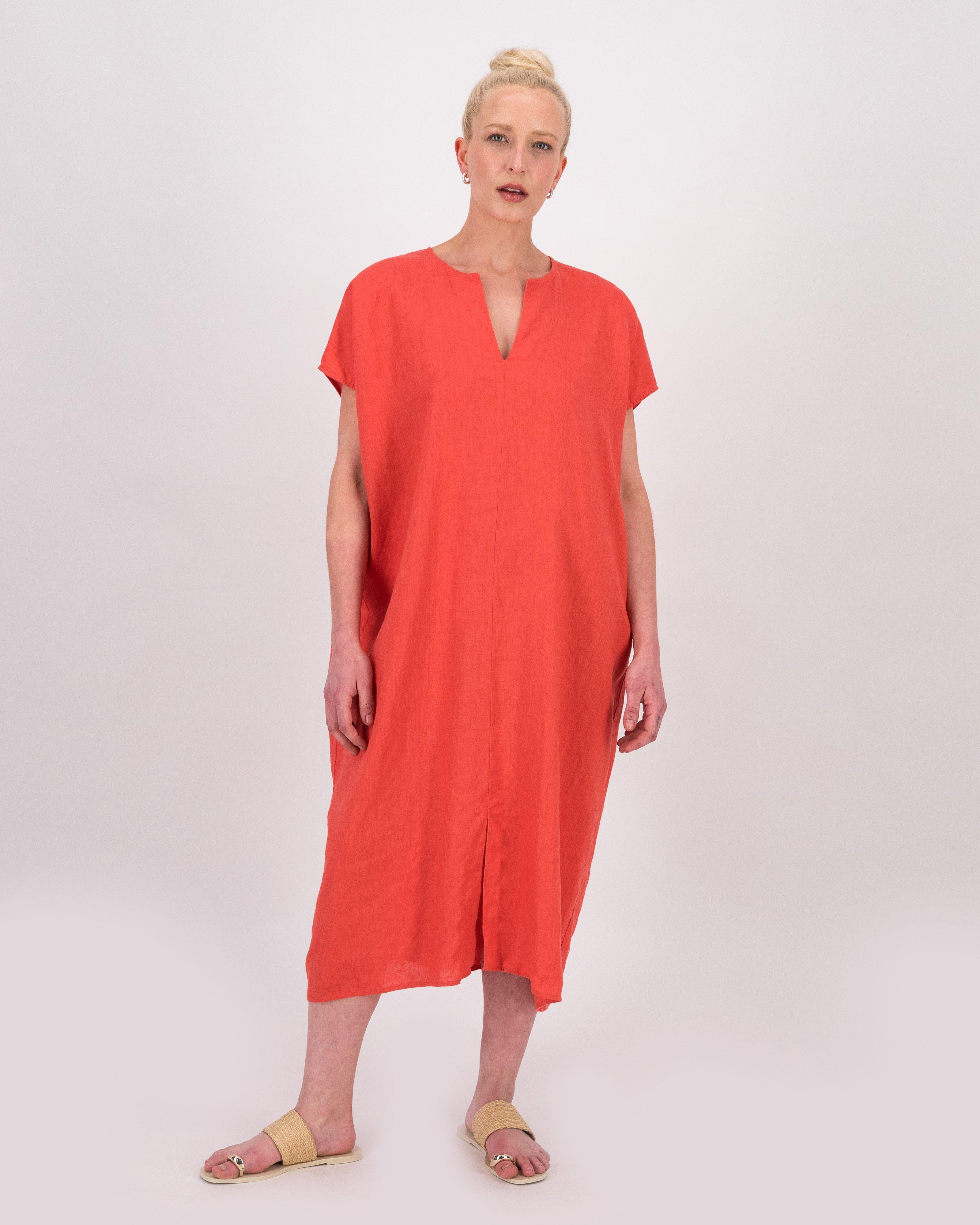 Edith Long Kaftan -  coral