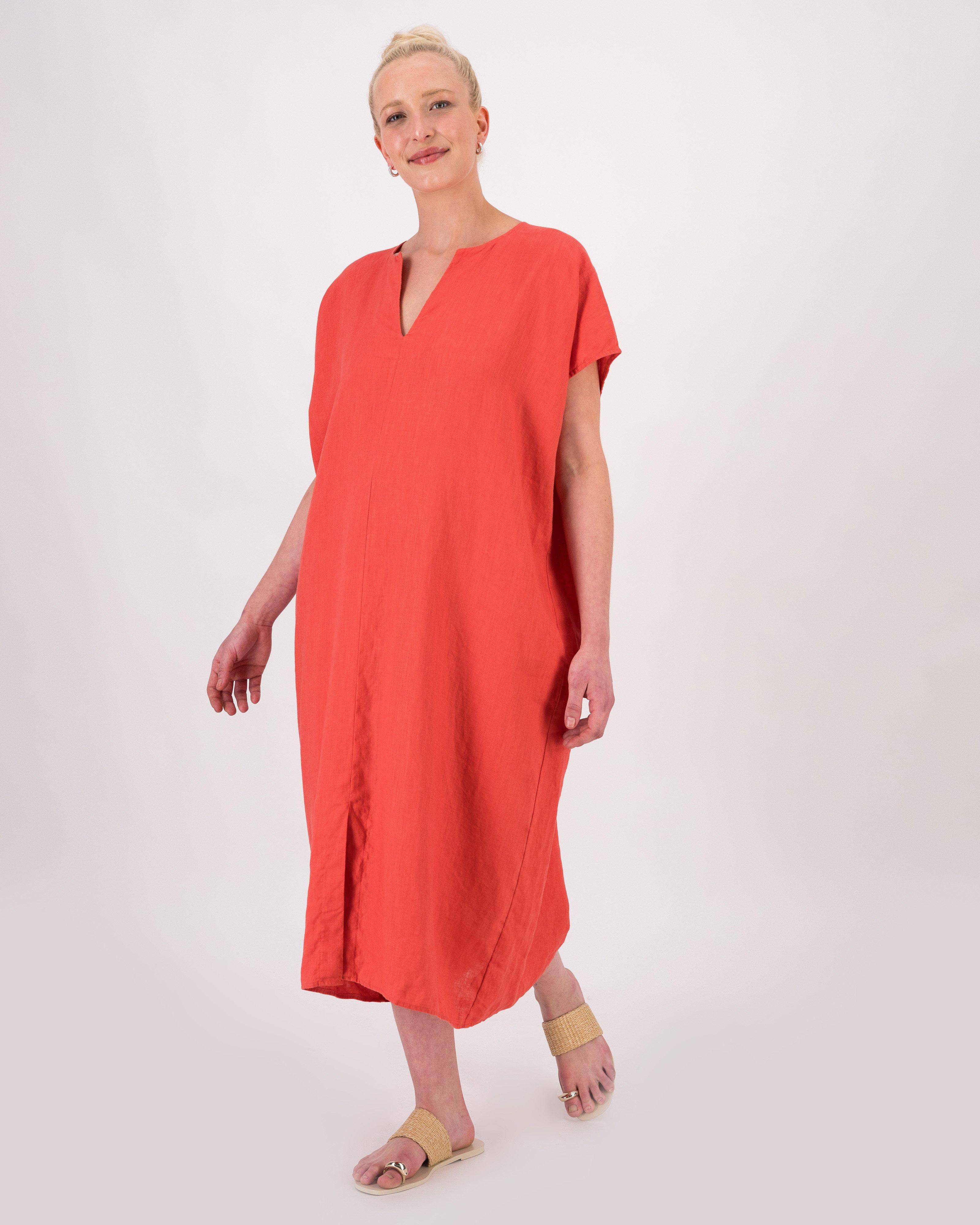 Edith Long Kaftan -  coral