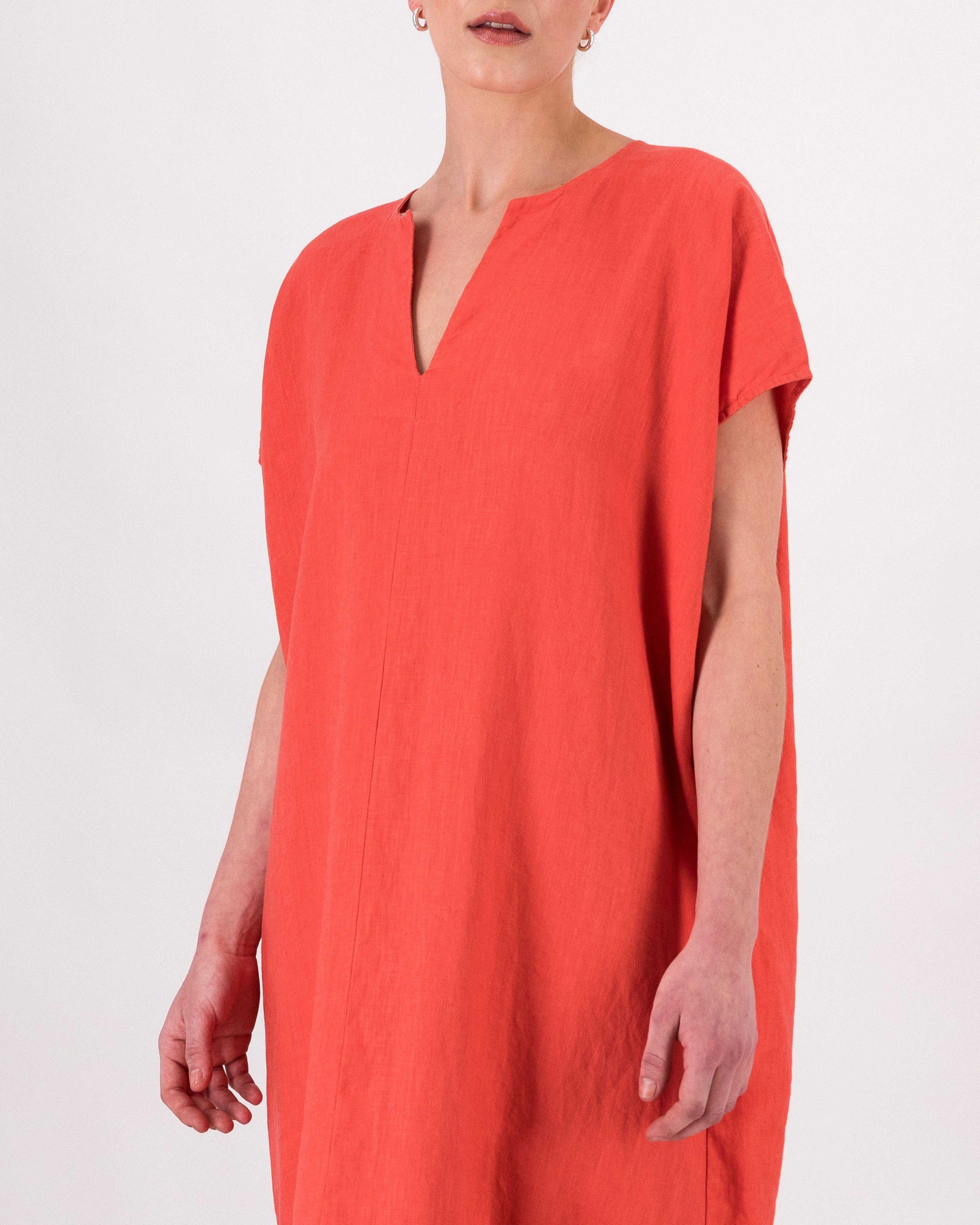 Edith Long Kaftan -  coral