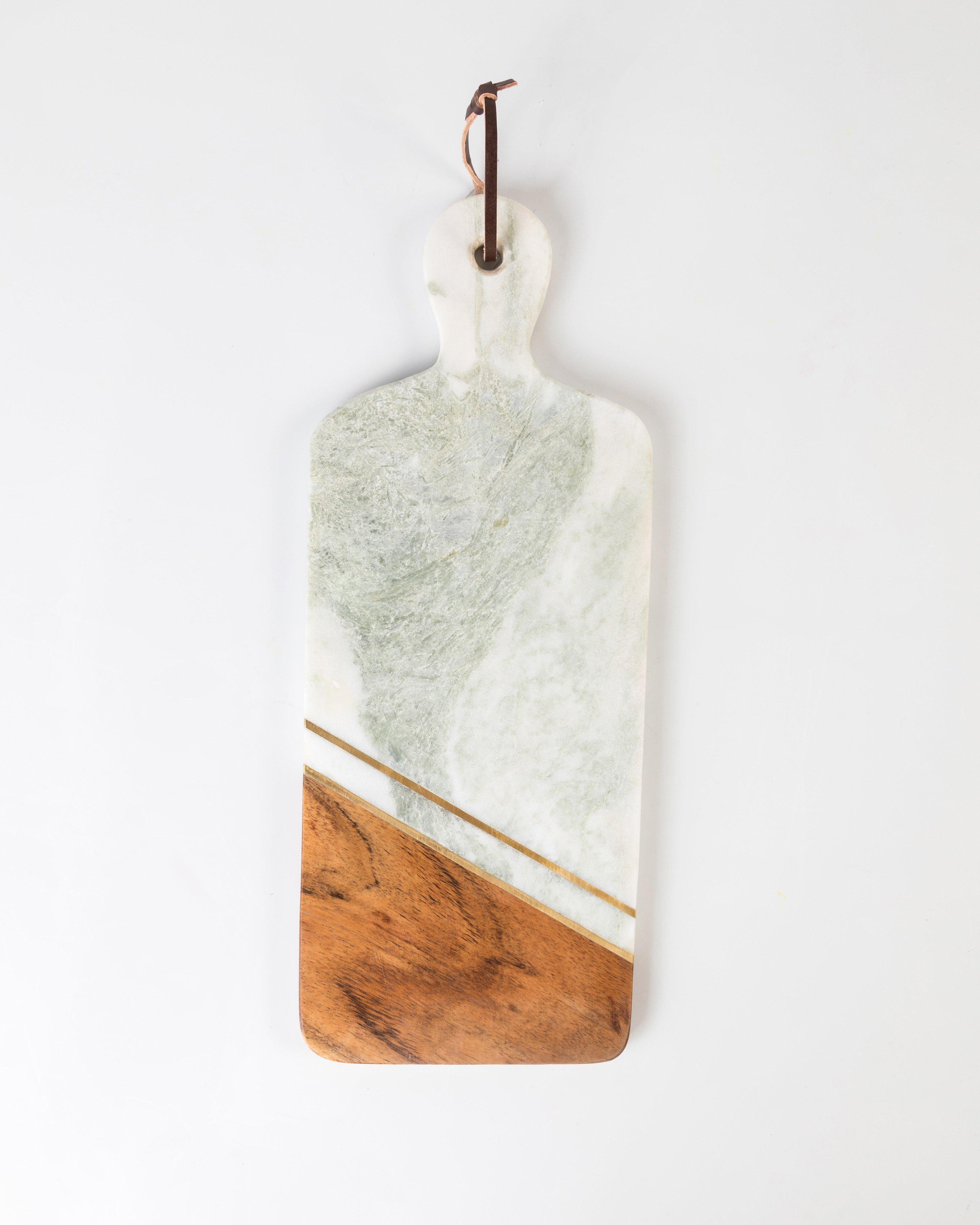 Marble, Wood & Metal Paddle Board -  white