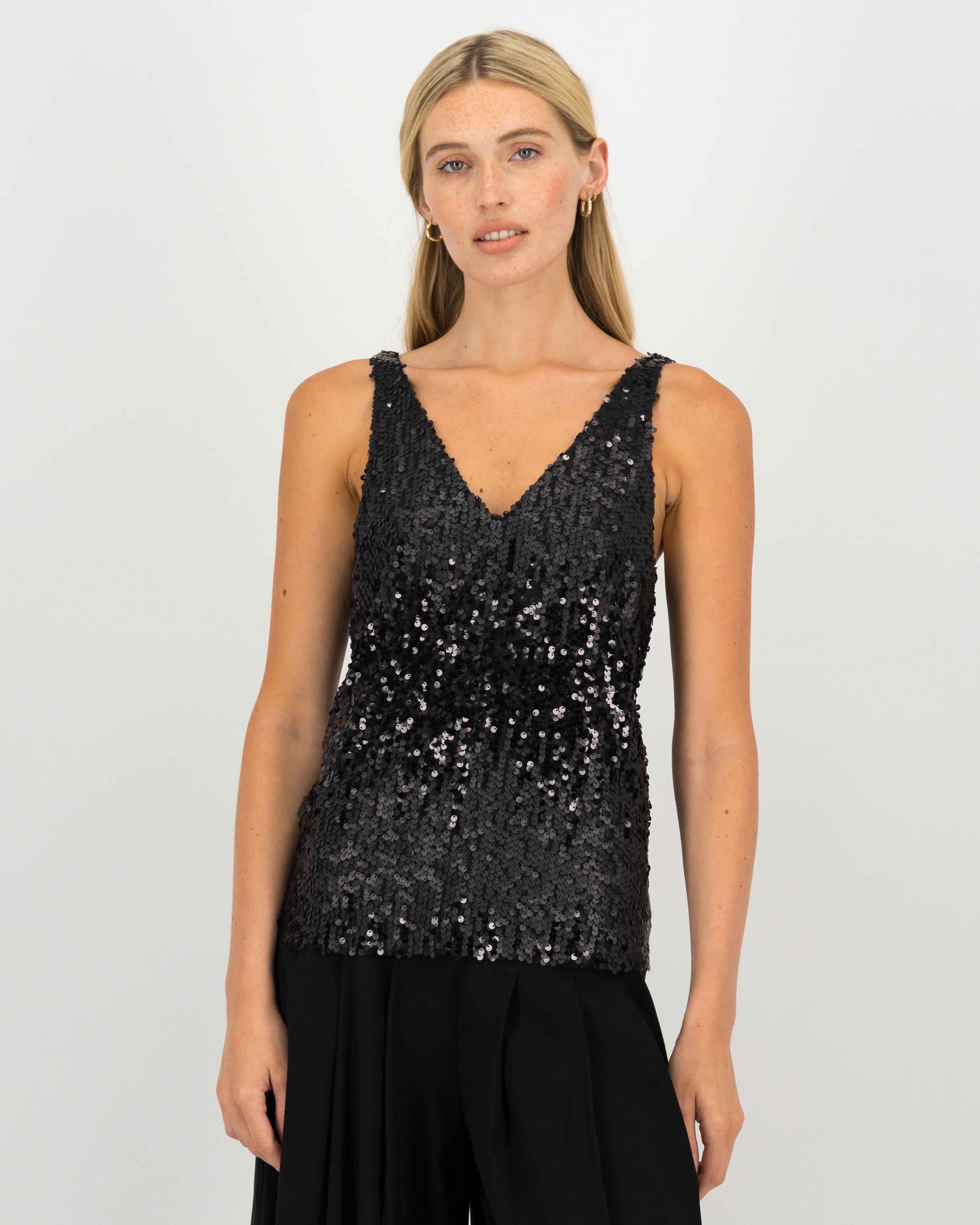 Poetry Kath Sequin Top -  black