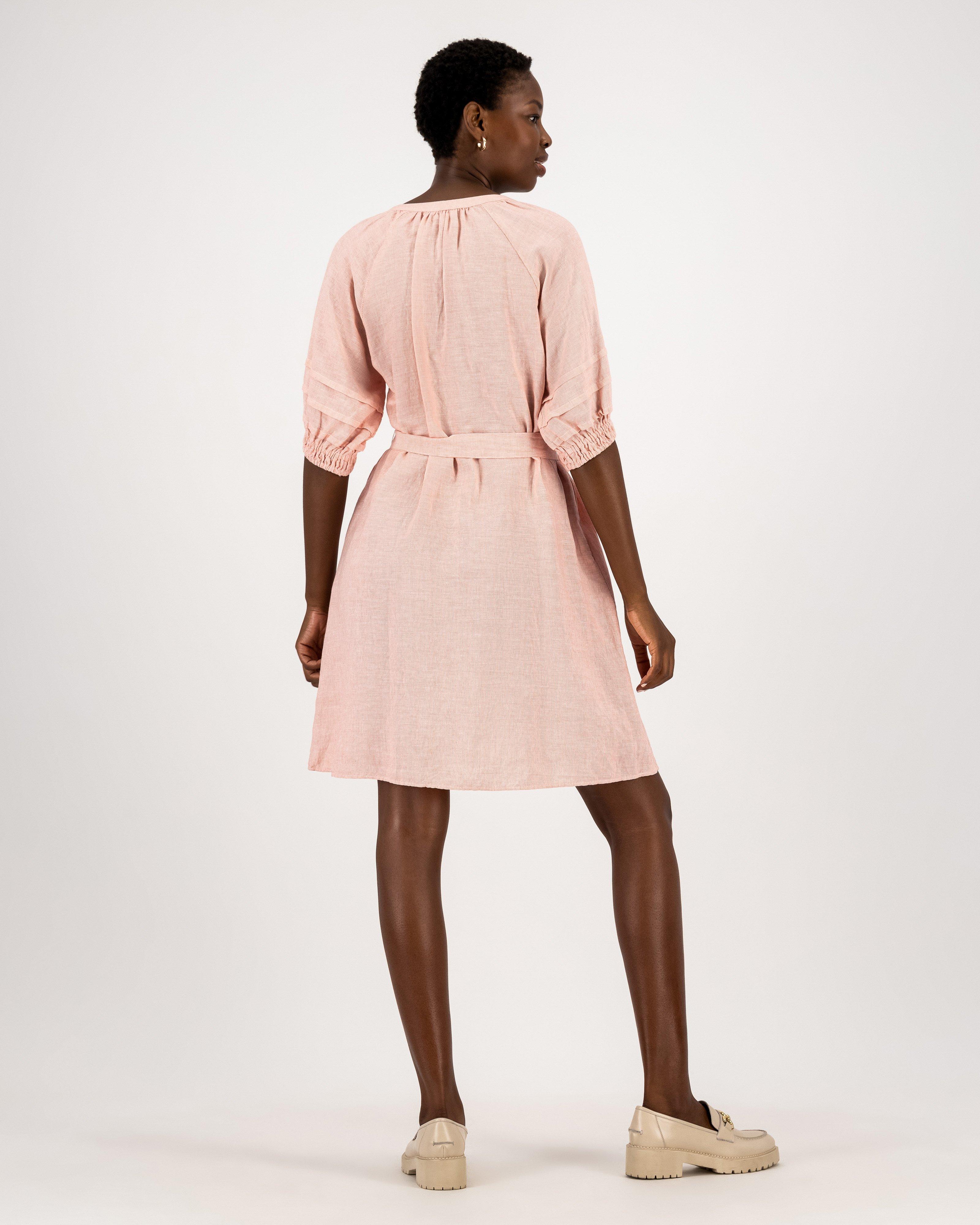 Mary Linen Dress -  coral