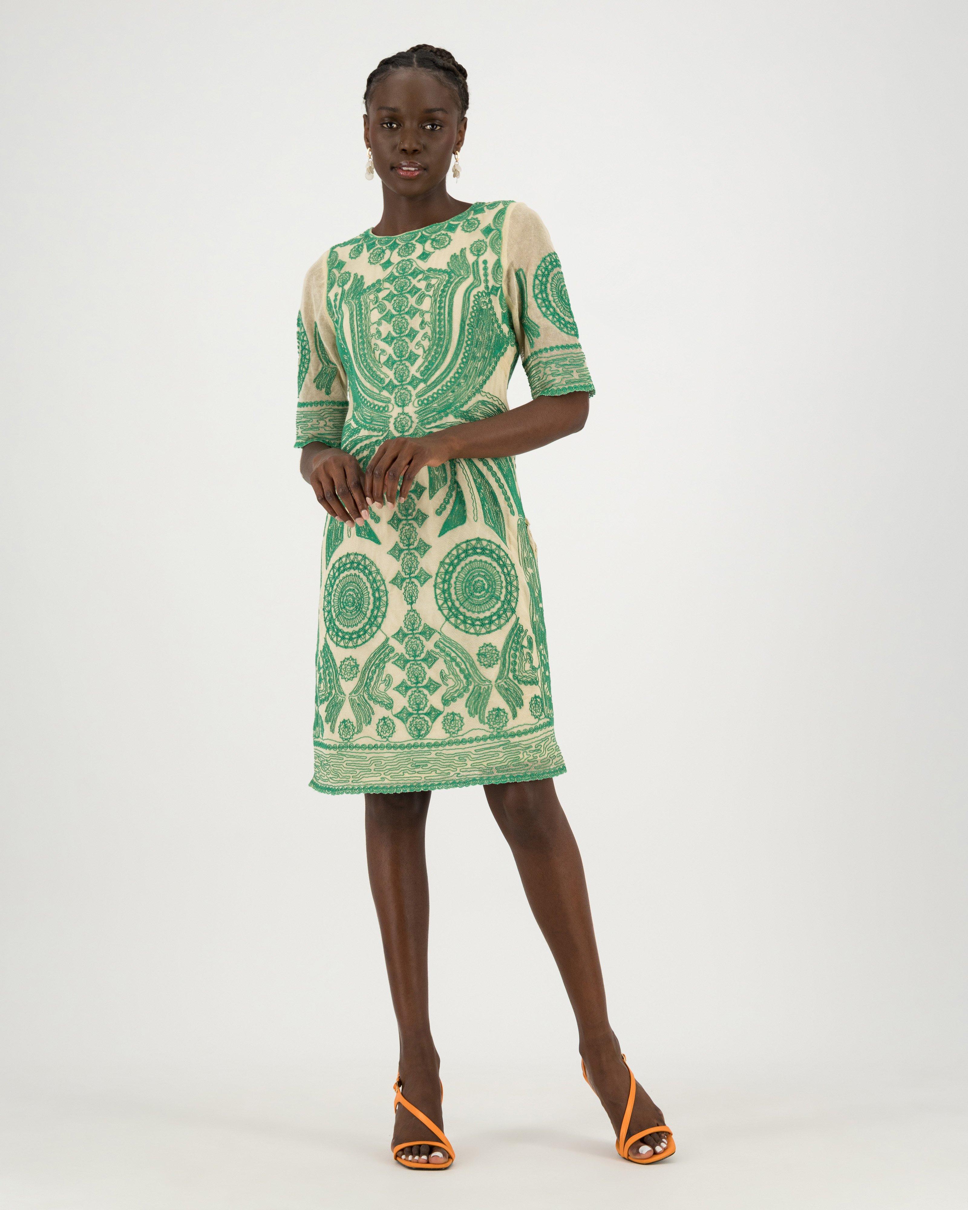 Brexley Embroidered Dress -  green