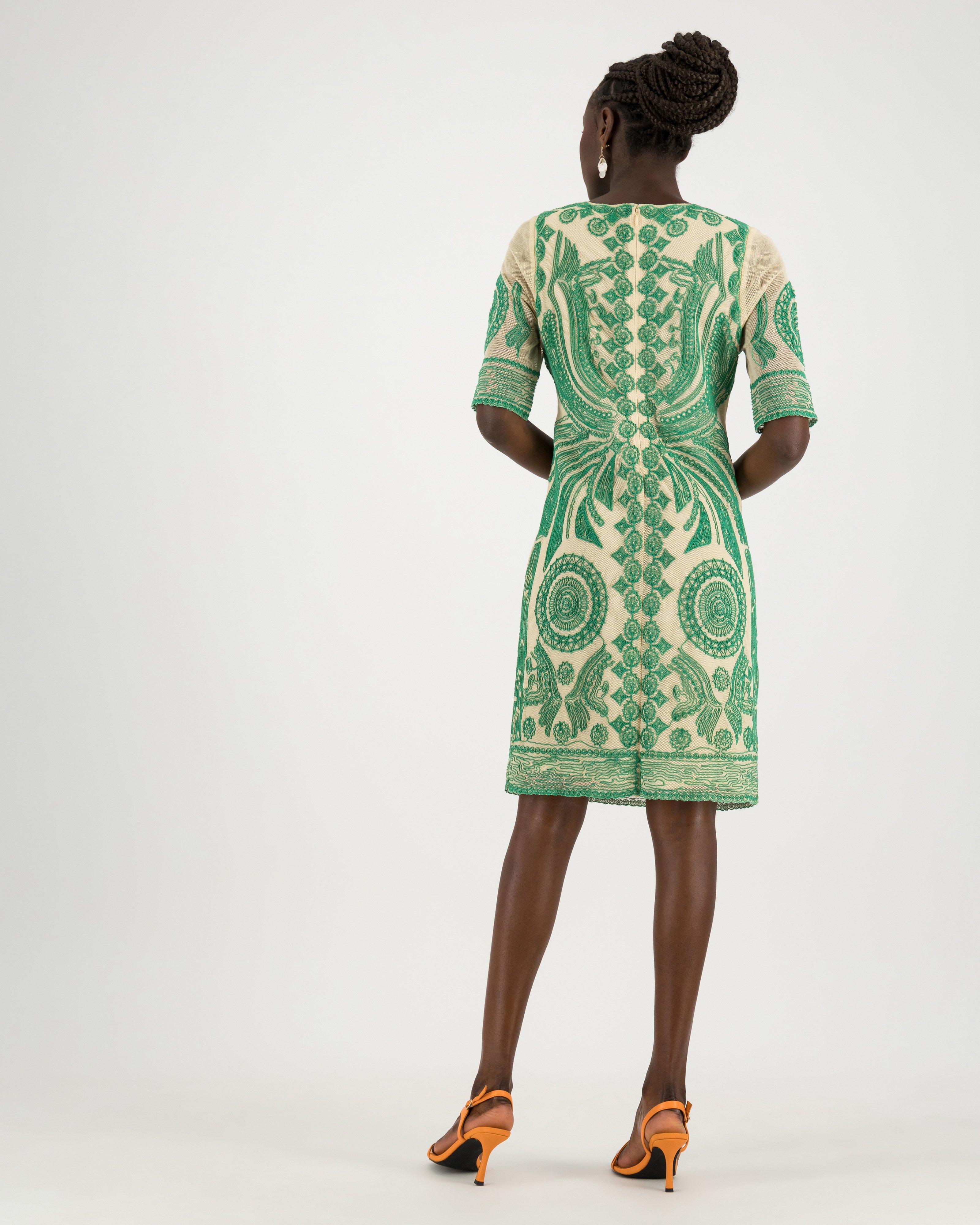 Brexley Embroidered Dress -  green