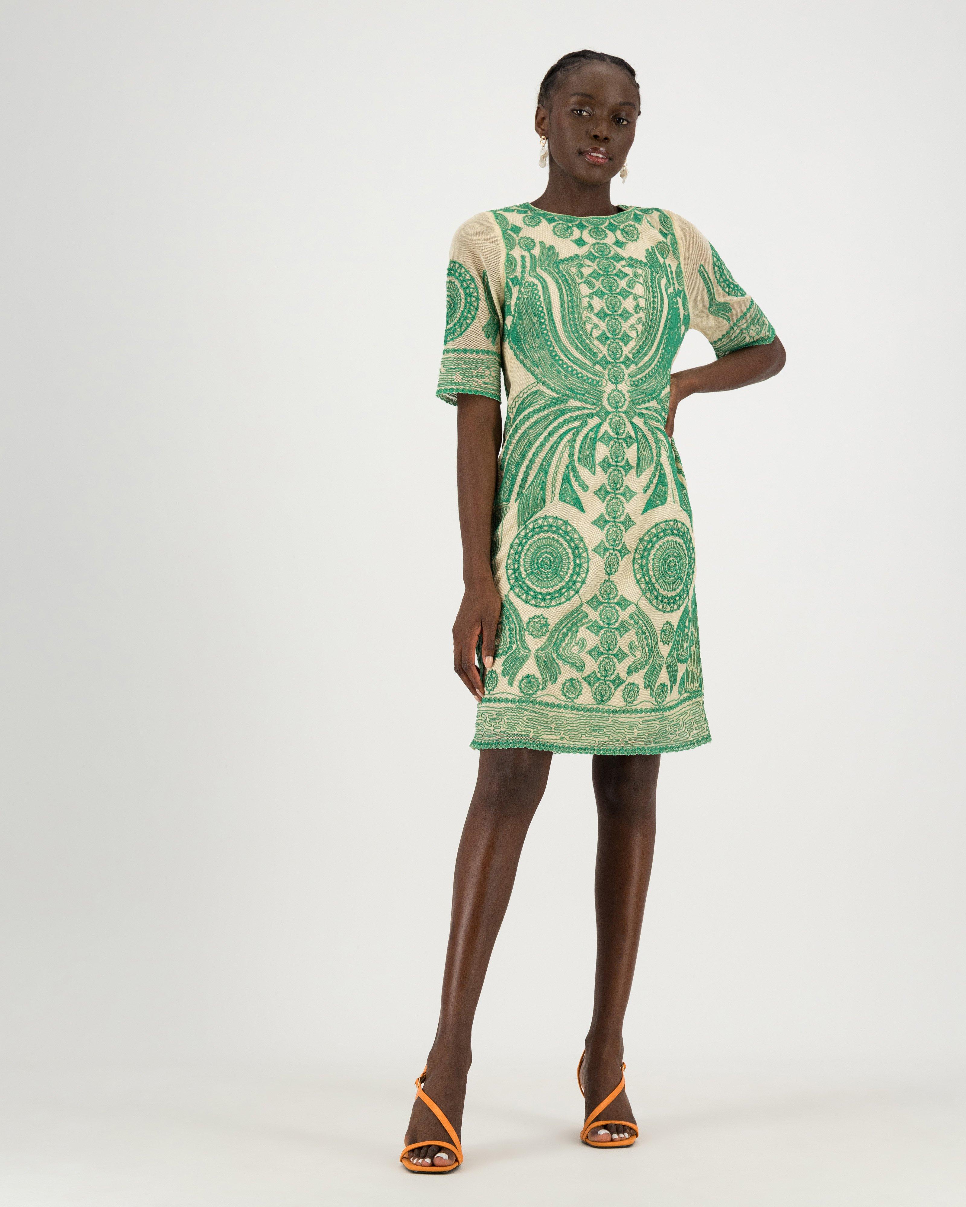 Brexley Embroidered Dress -  green