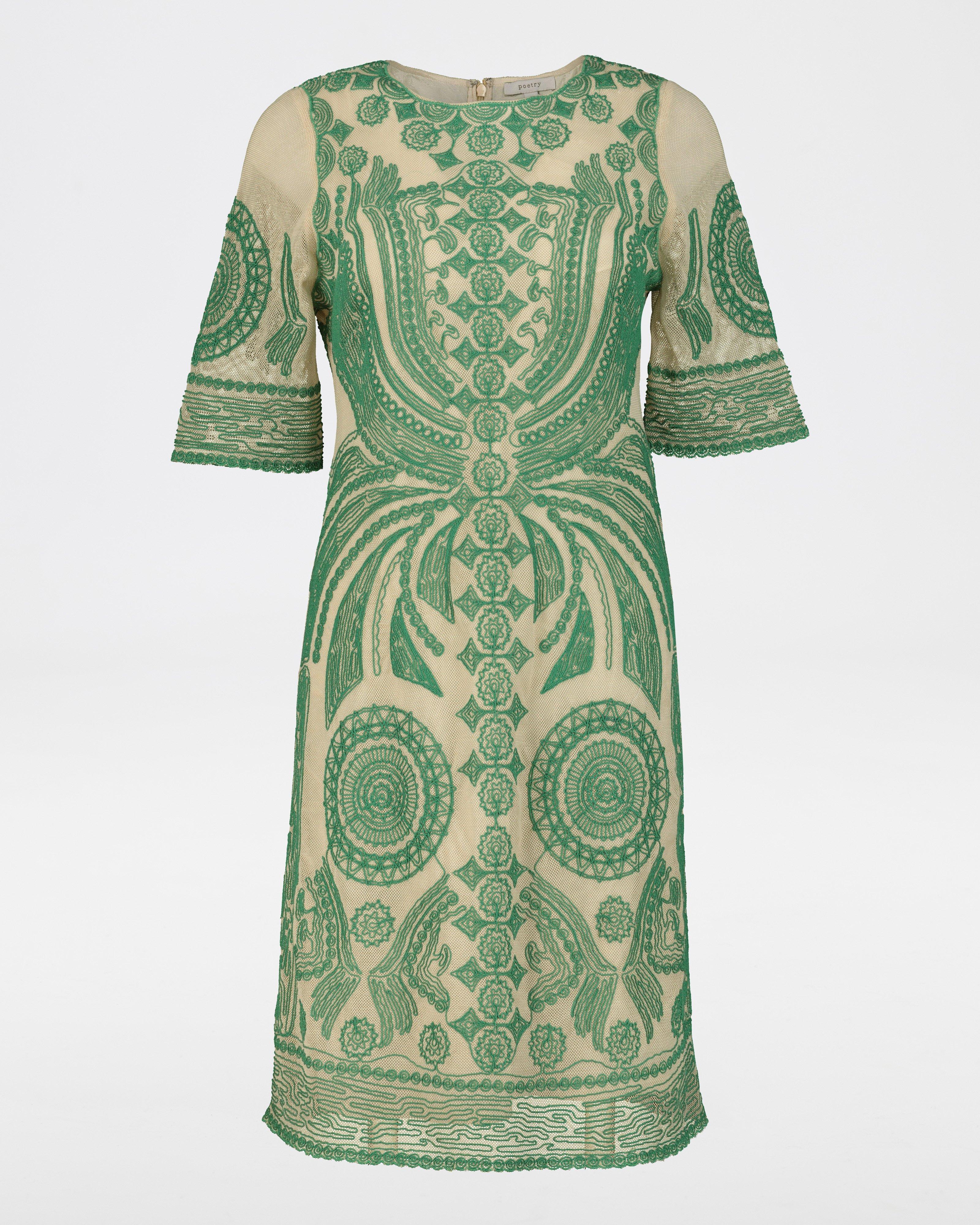 Brexley Embroidered Dress -  green