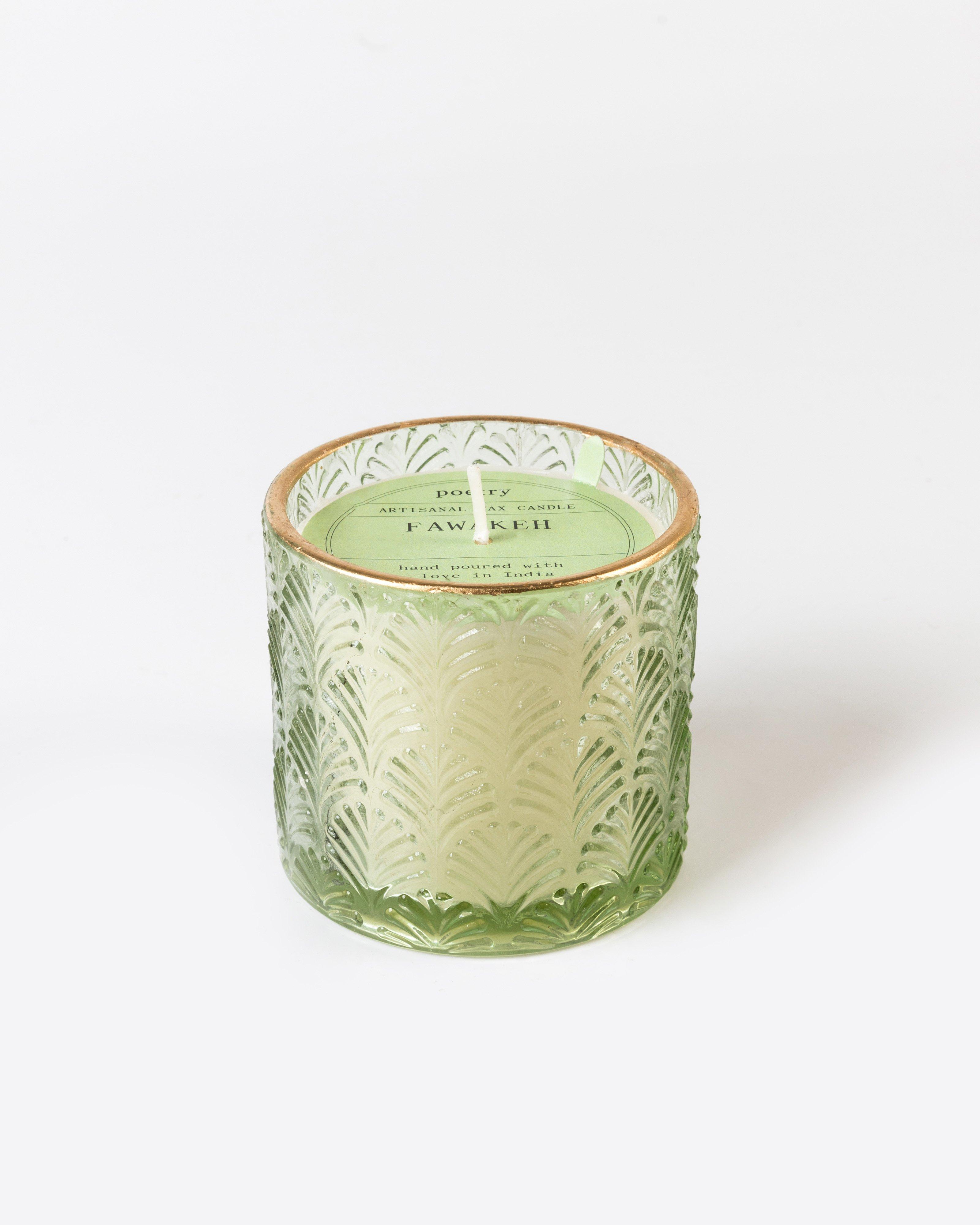 Textured Glass Candle -  sage