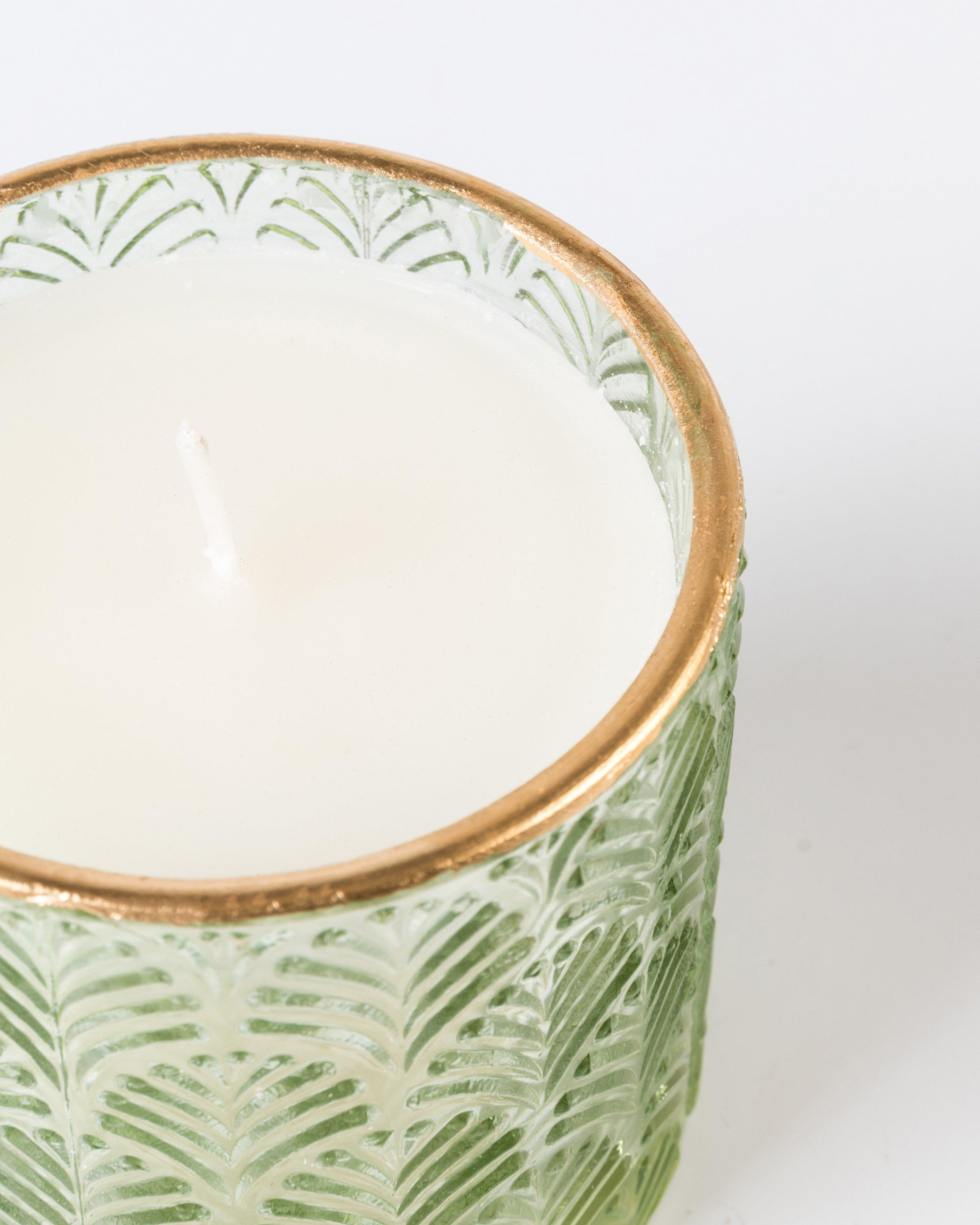 Textured Glass Candle -  sage