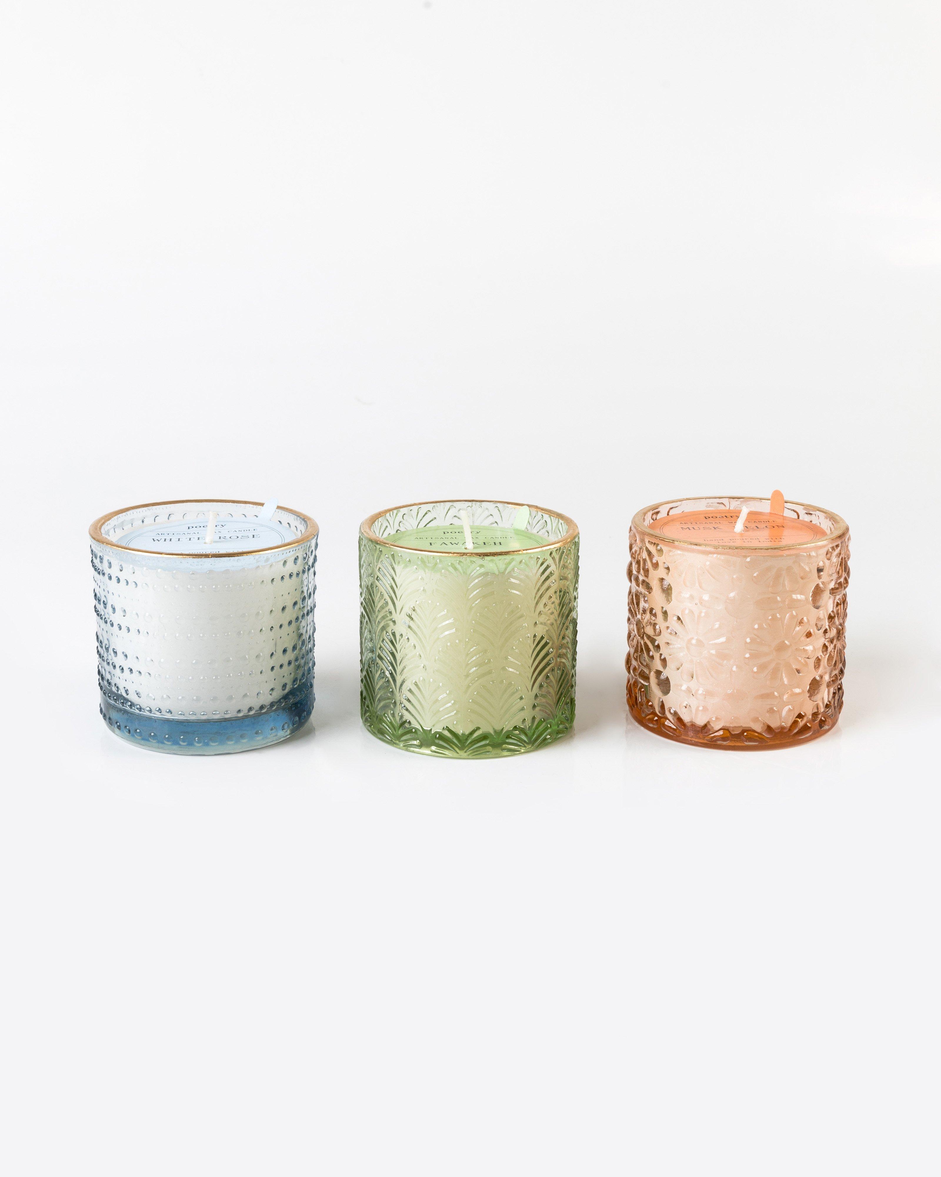 Textured Glass Candle -  sage