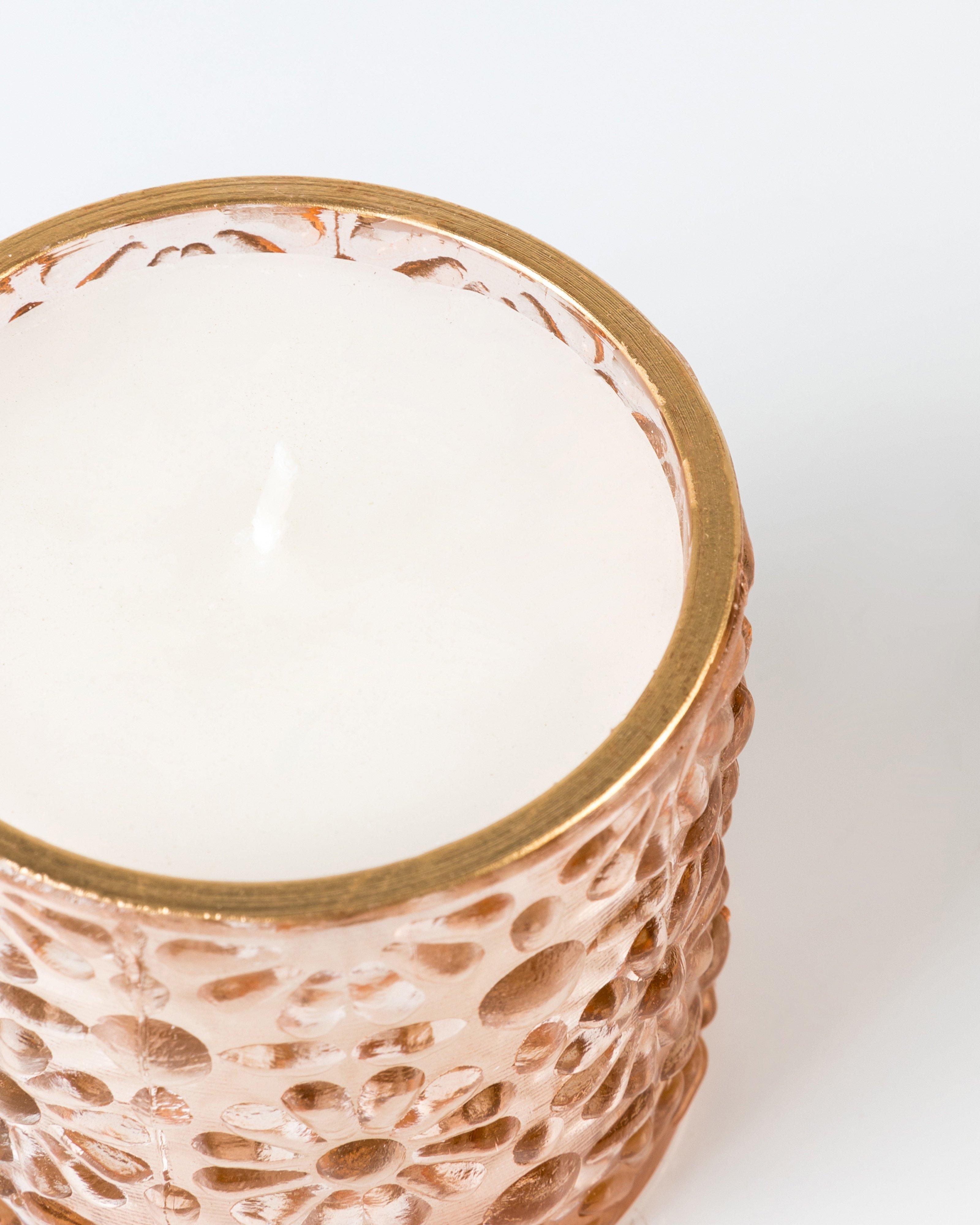 Textured Glass Candle -  orange