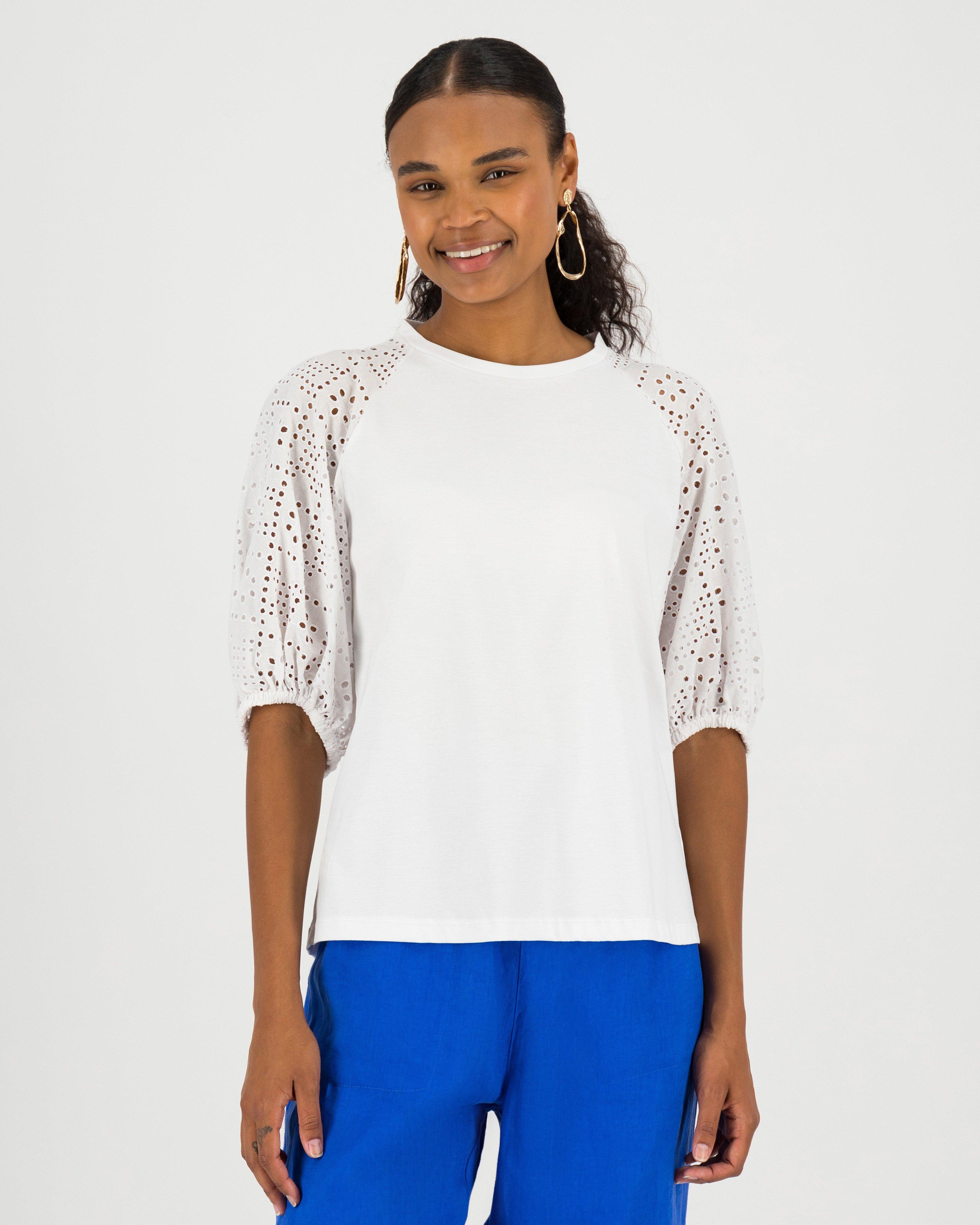 Sienna Schiffli Top -  white