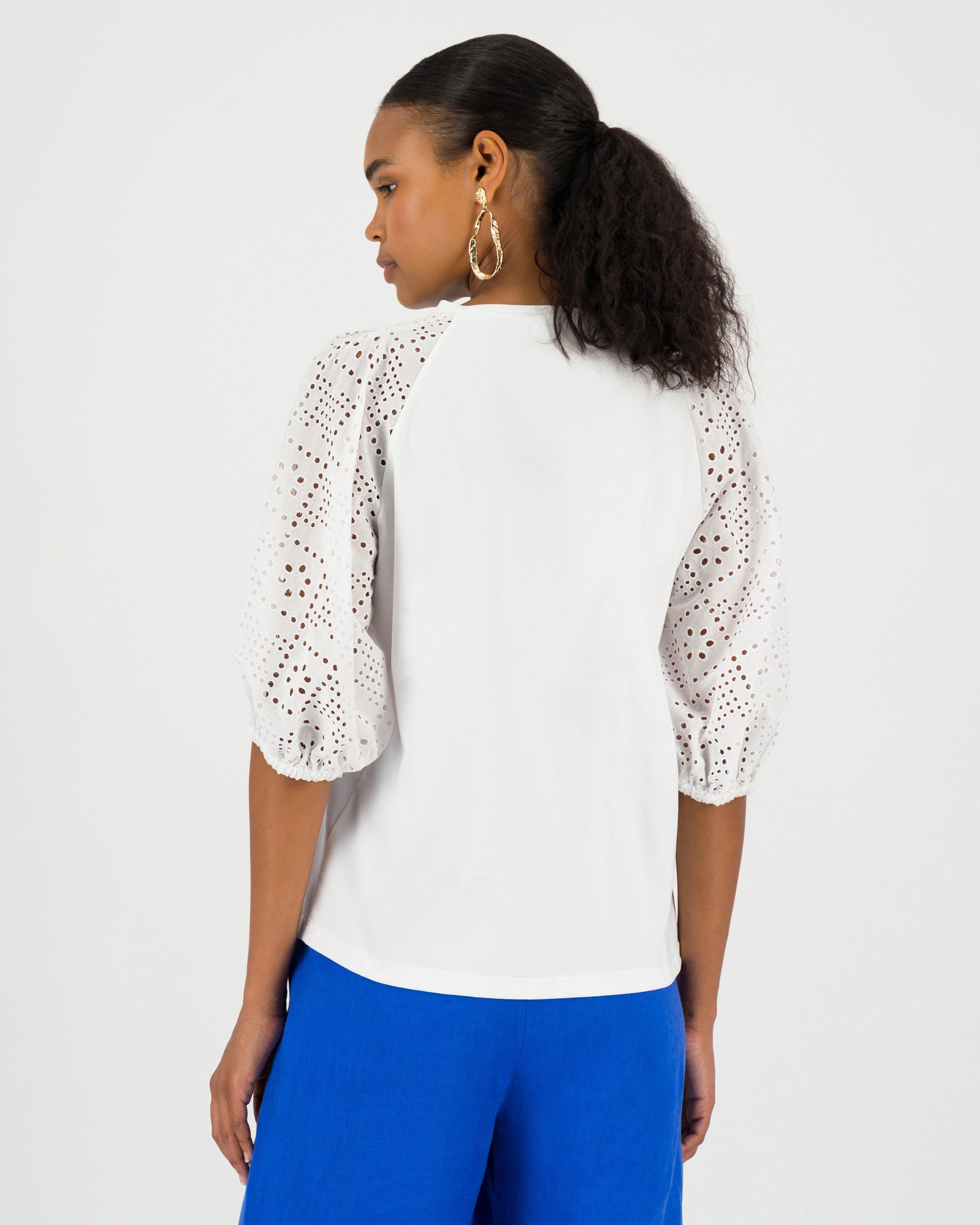 Sienna Schiffli Top -  white