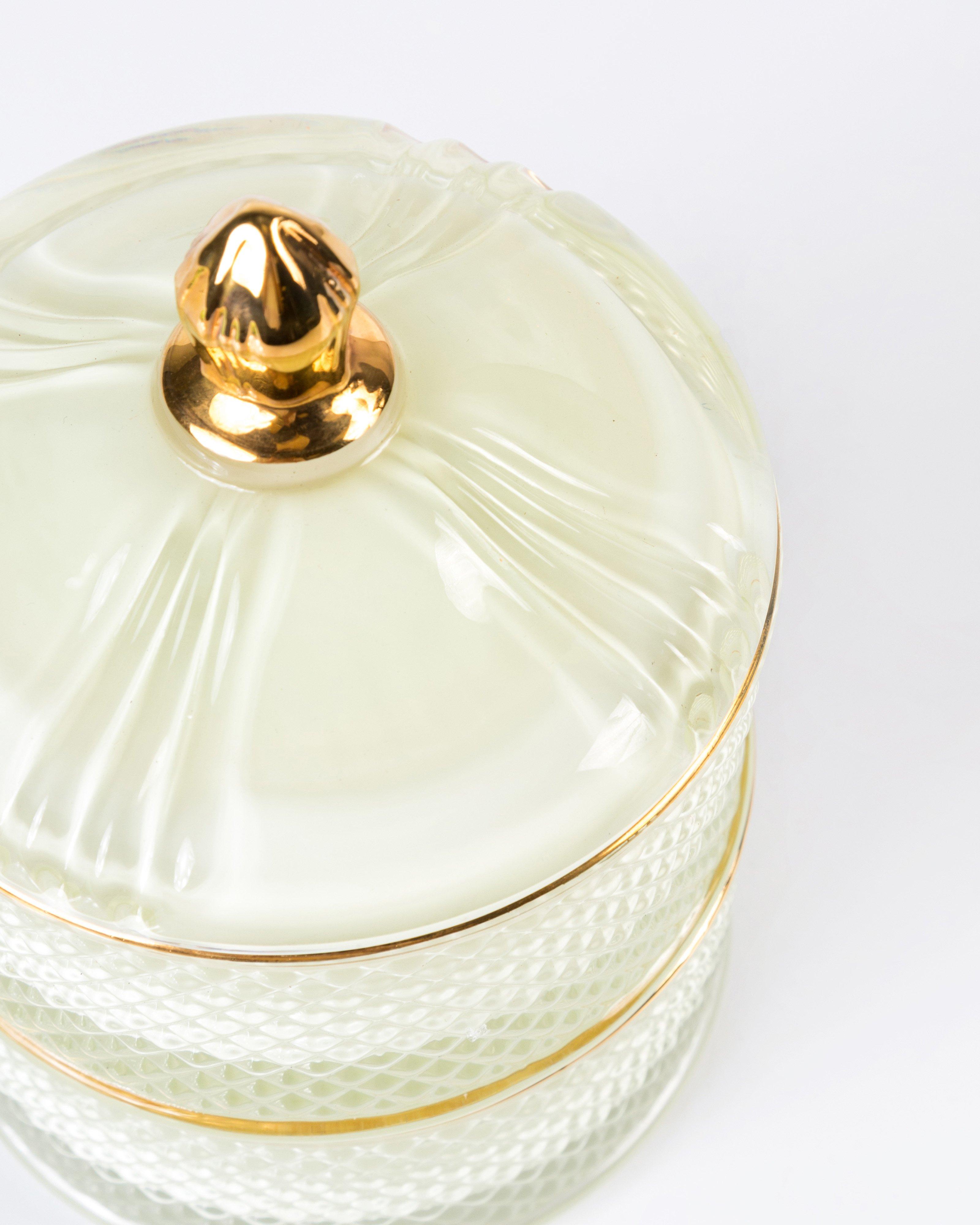 Glass Stacking Trinket Jar -  milk