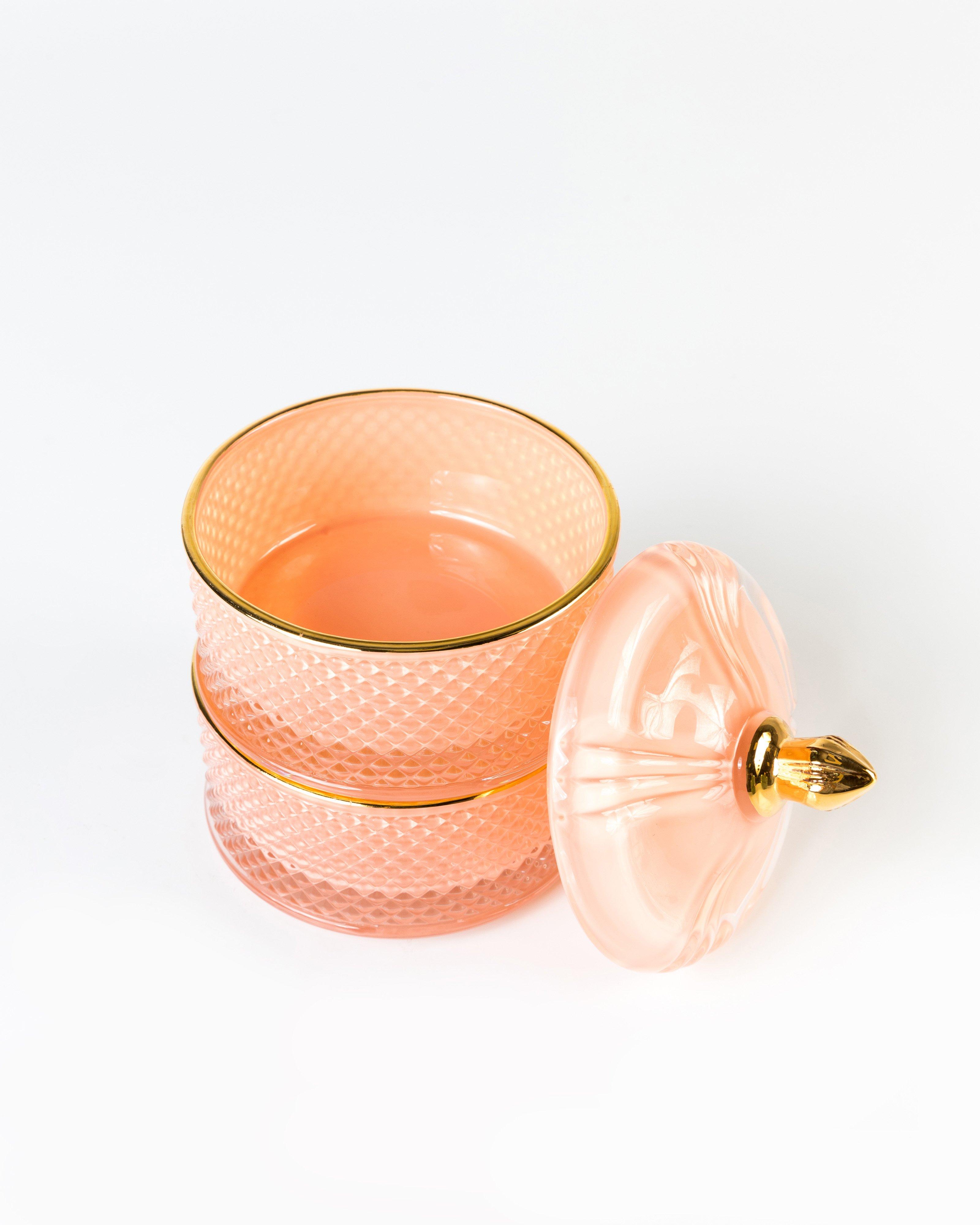 Glass Stacking Trinket Jar -  pink