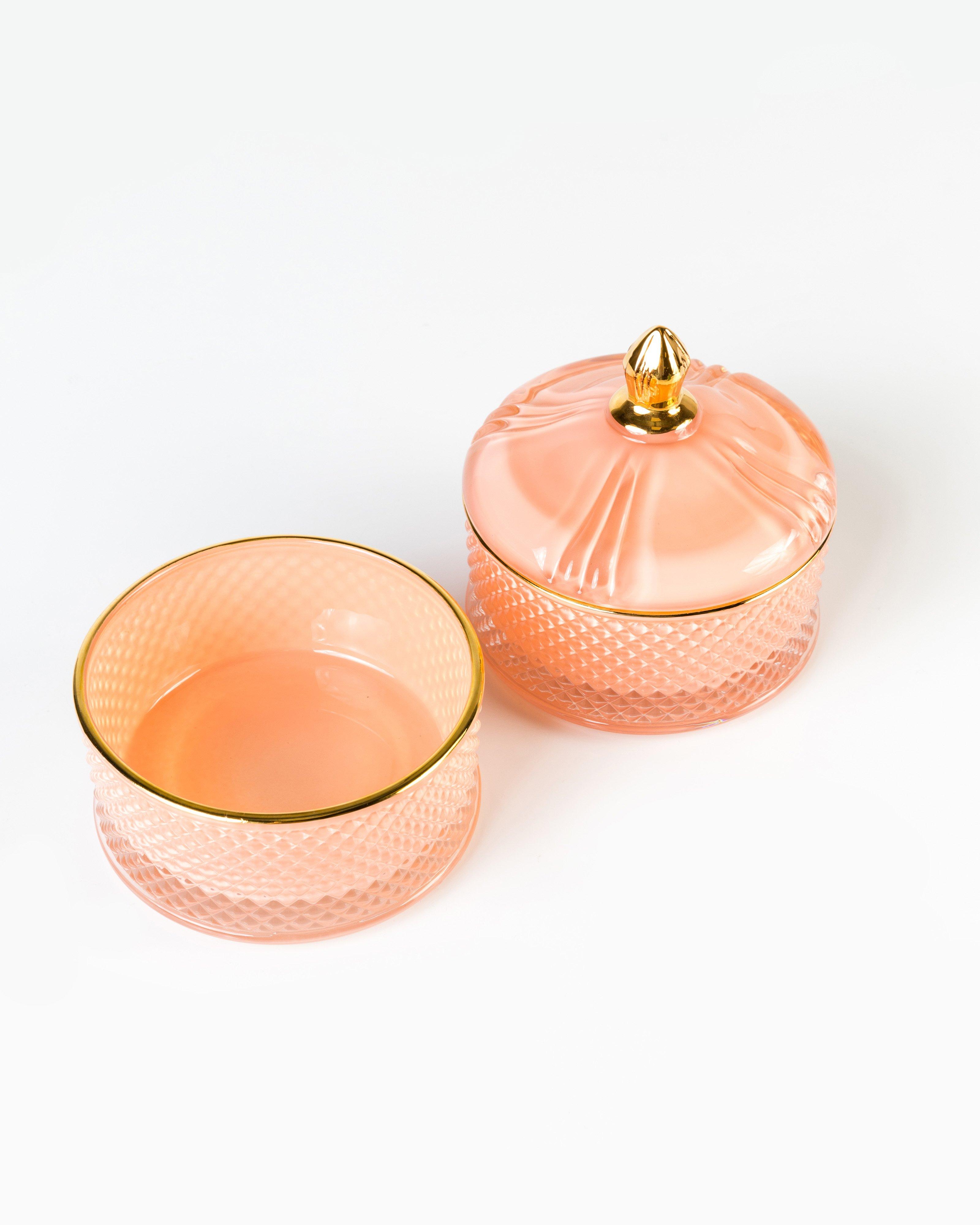 Glass Stacking Trinket Jar -  pink