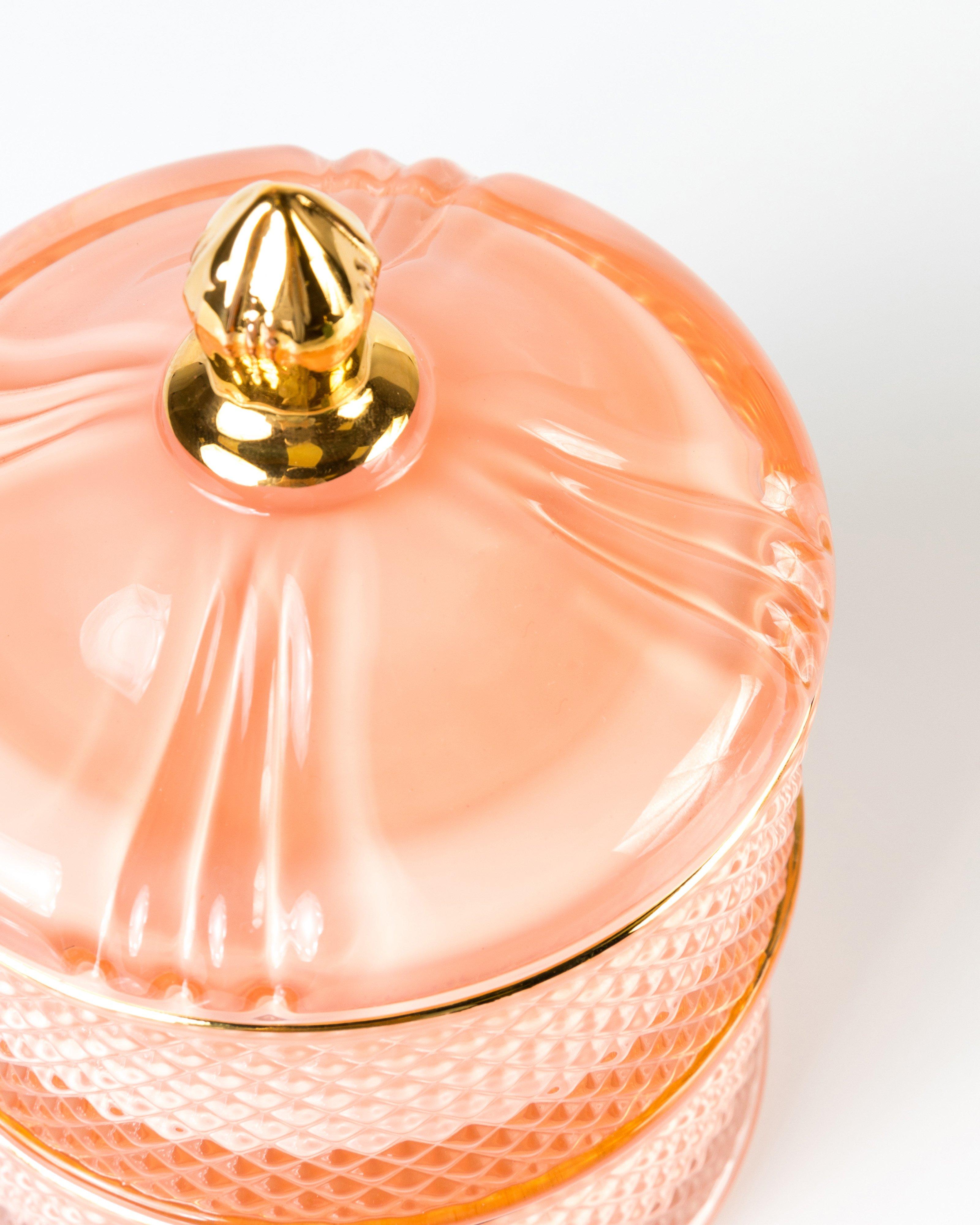 Glass Stacking Trinket Jar -  pink