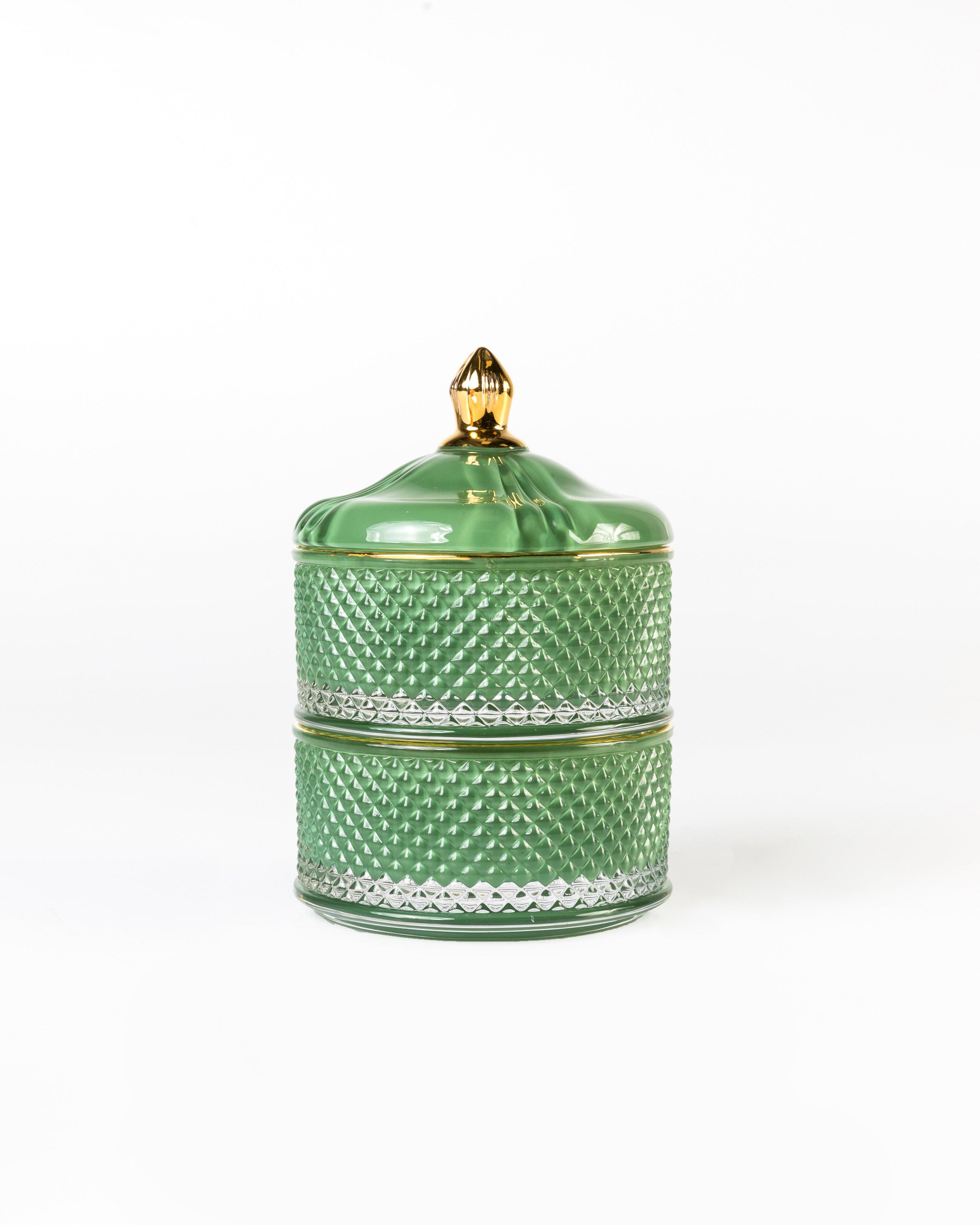 Glass Stacking Trinket Jar -  sage