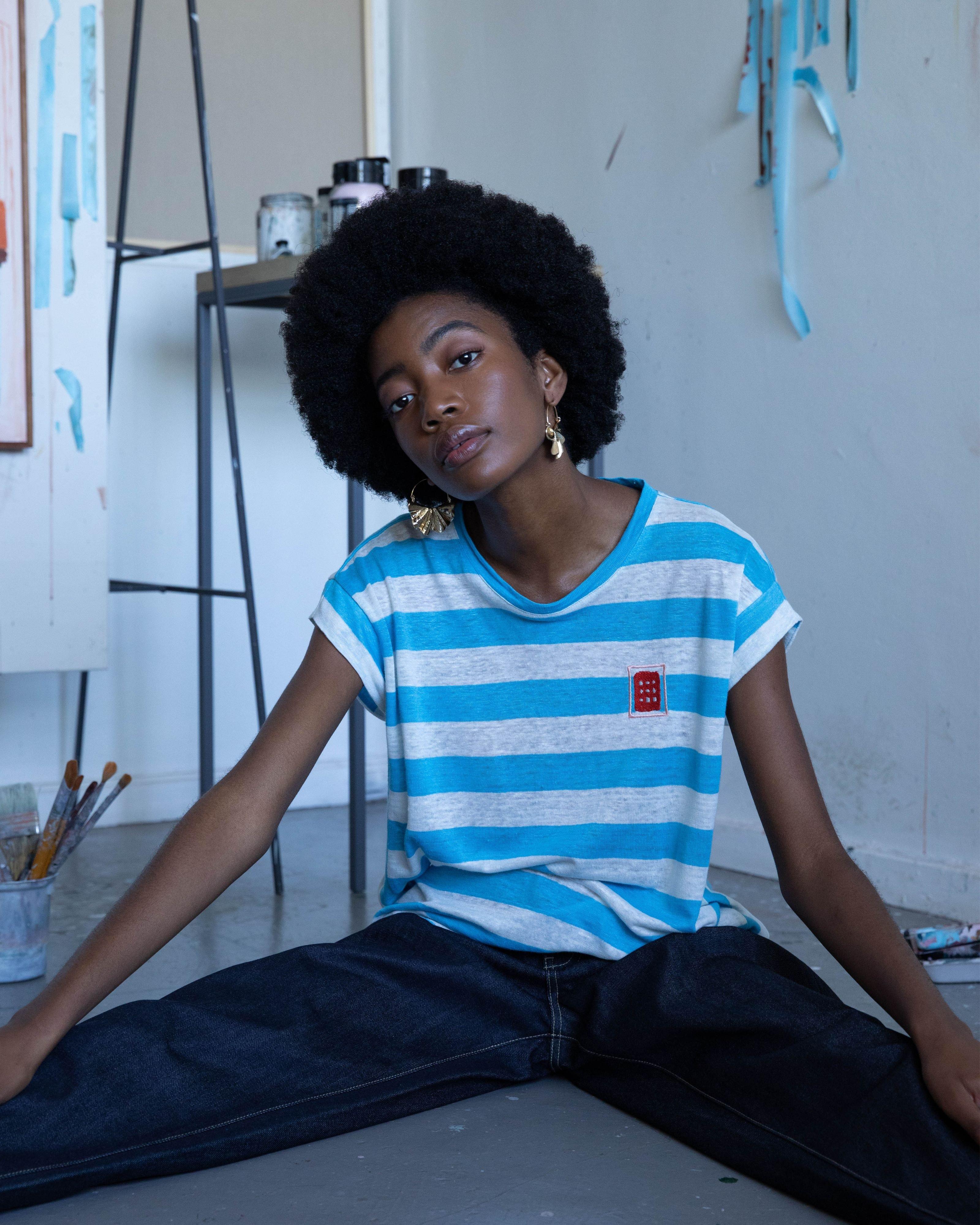 Jeanne Hoffman x Poetry Lee-Lee-Bee Knit Top -  blue