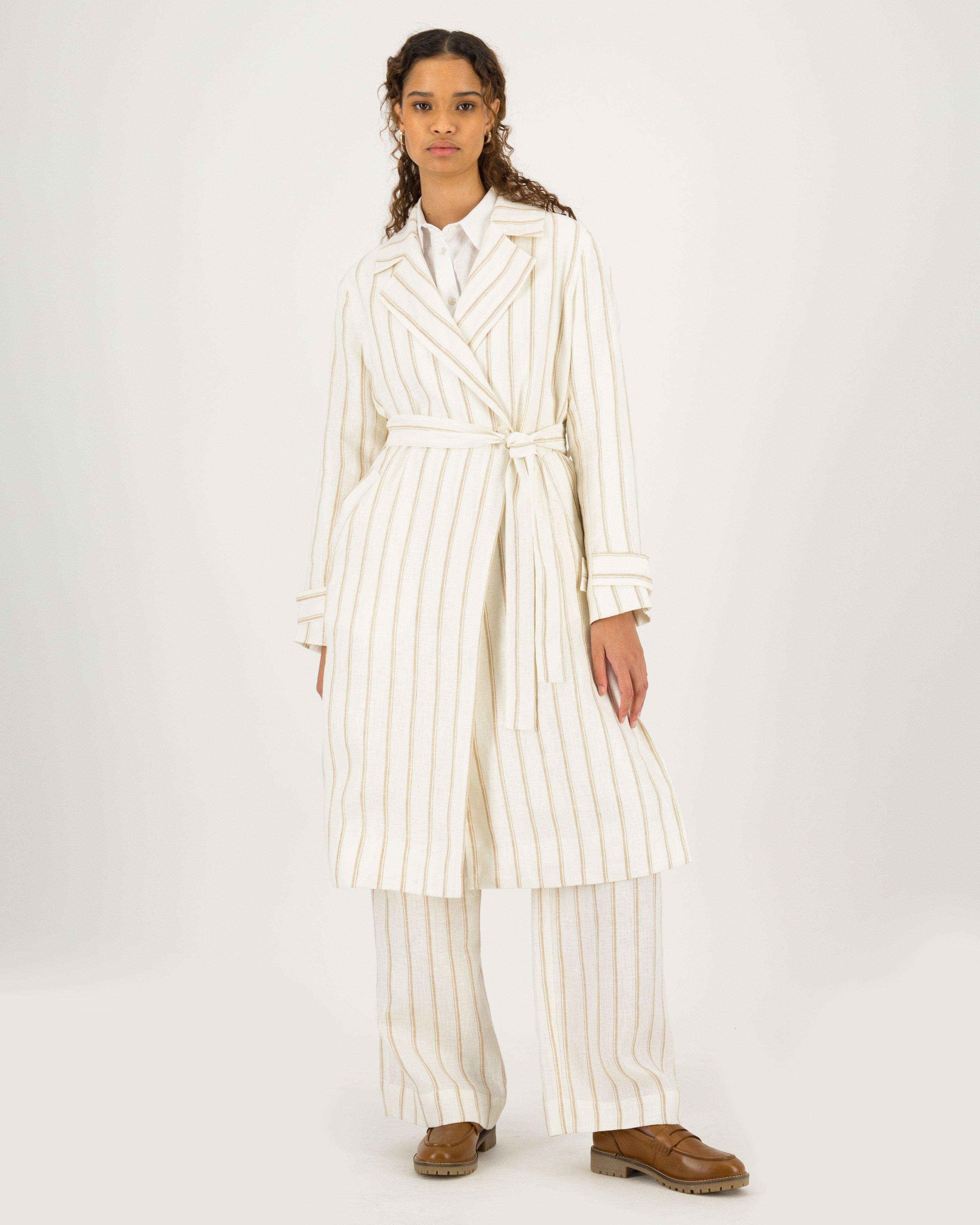 Georgia Stripe Trench Coat -  milk