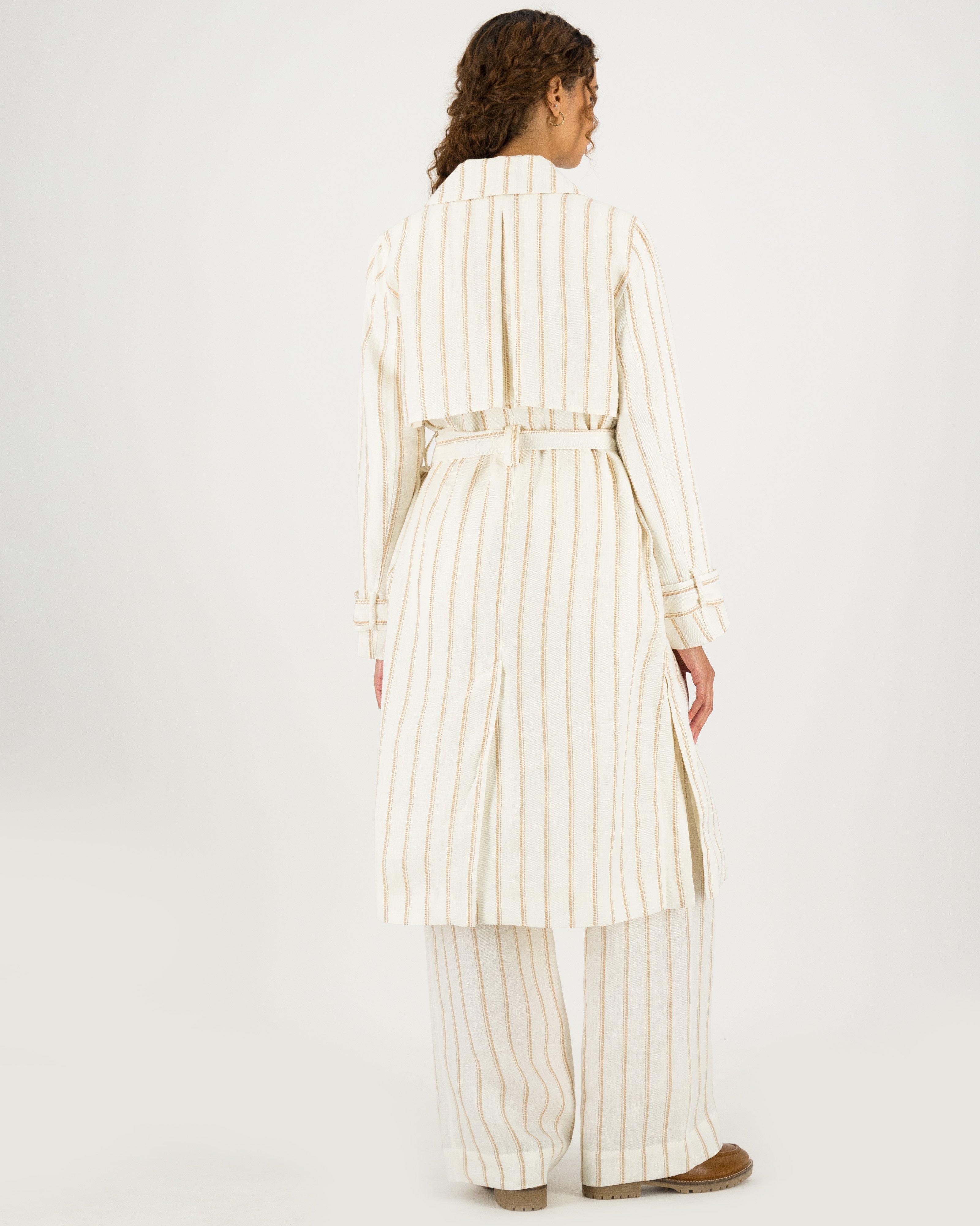 Georgia Stripe Trench Coat -  milk