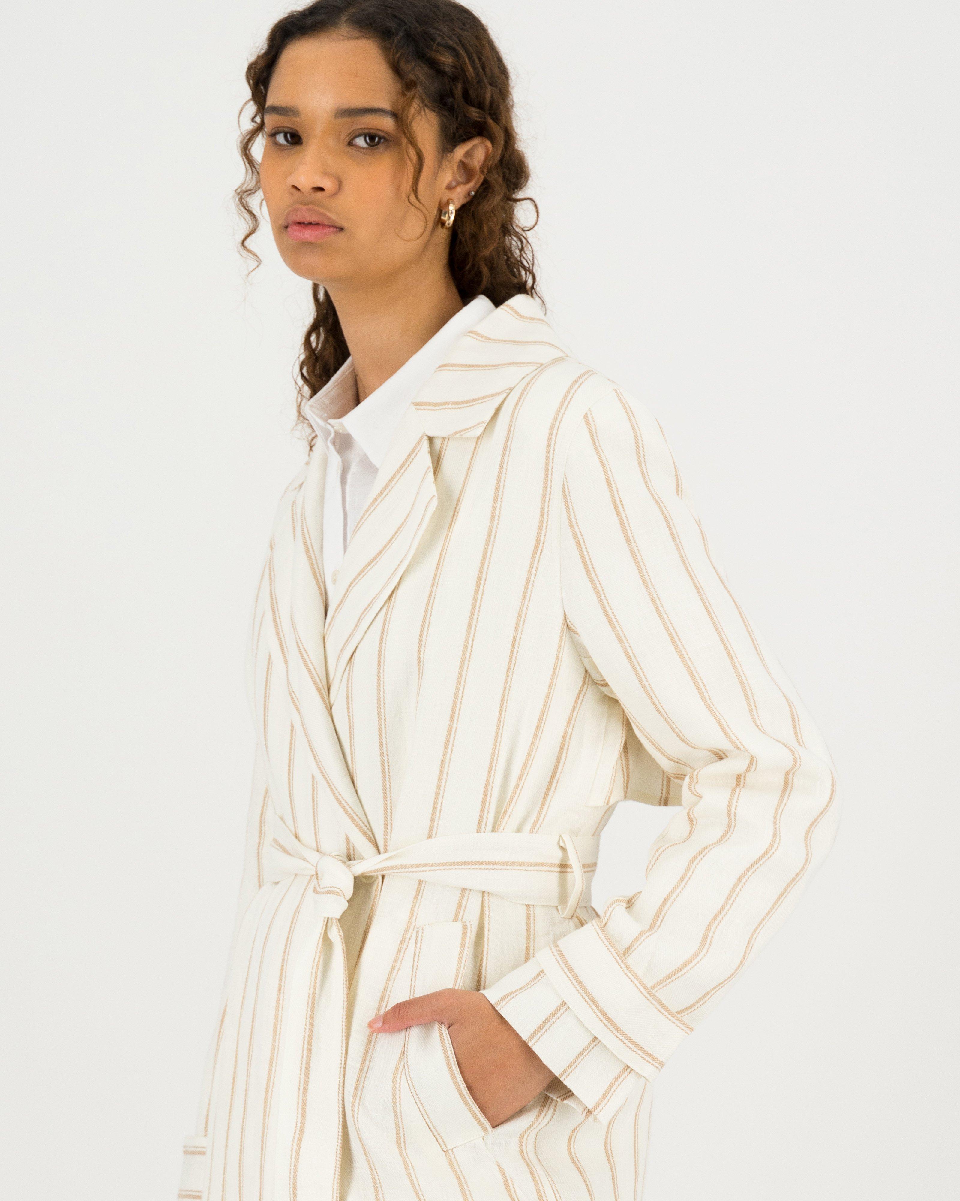 Georgia Stripe Trench Coat -  milk