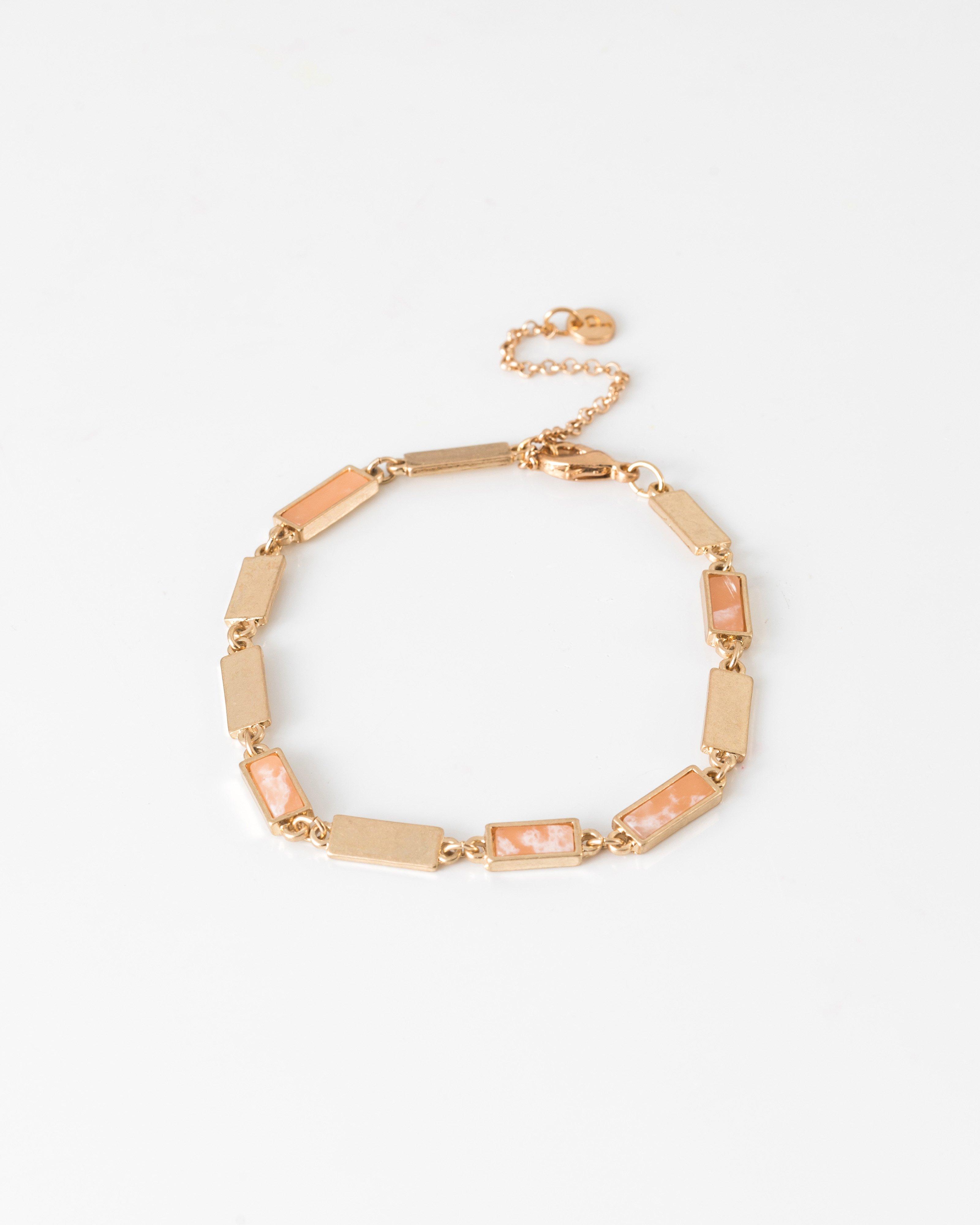 Rectangular Natural Stone Bracelet -  Bone