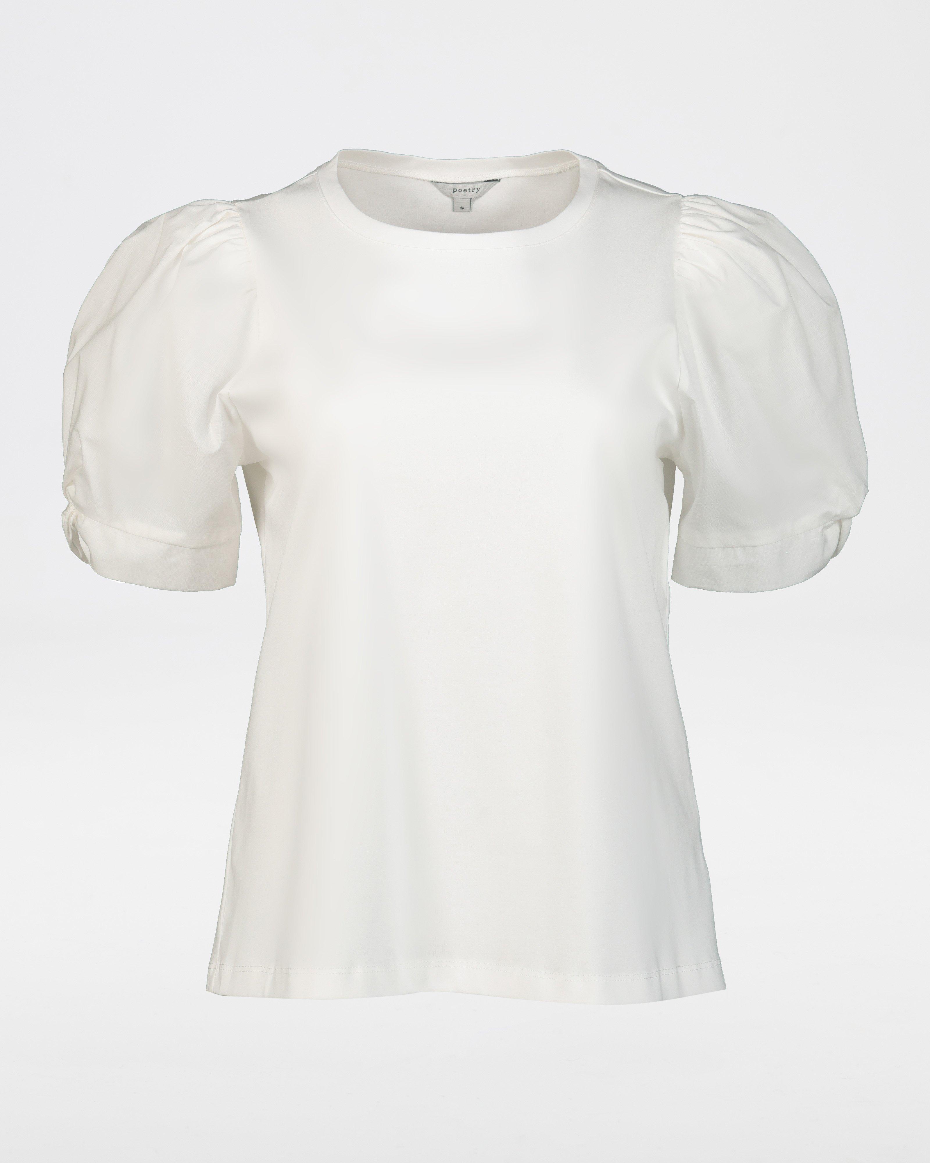 Marcey Mixed Media Top -  white