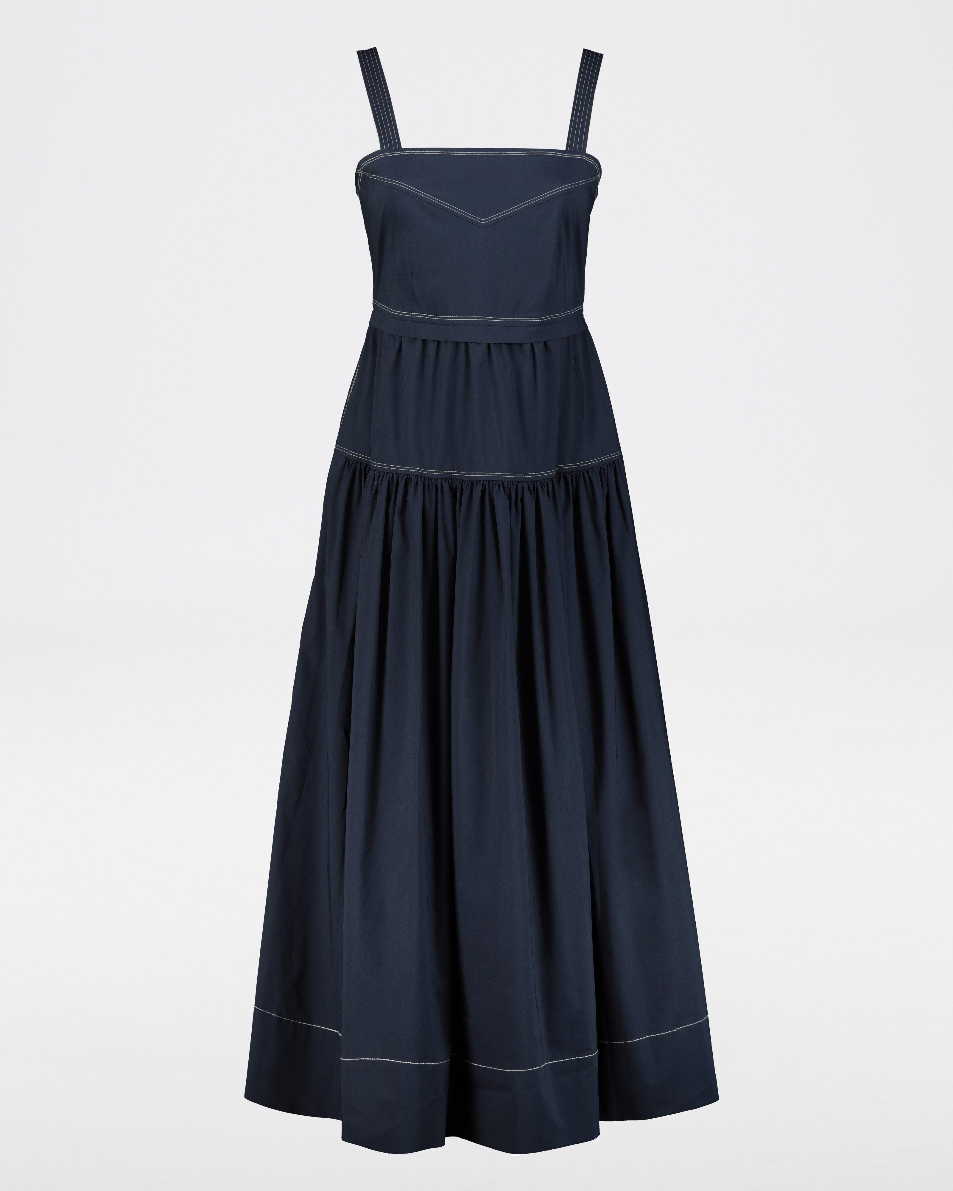 Evelyn Poplin Dress -  navy