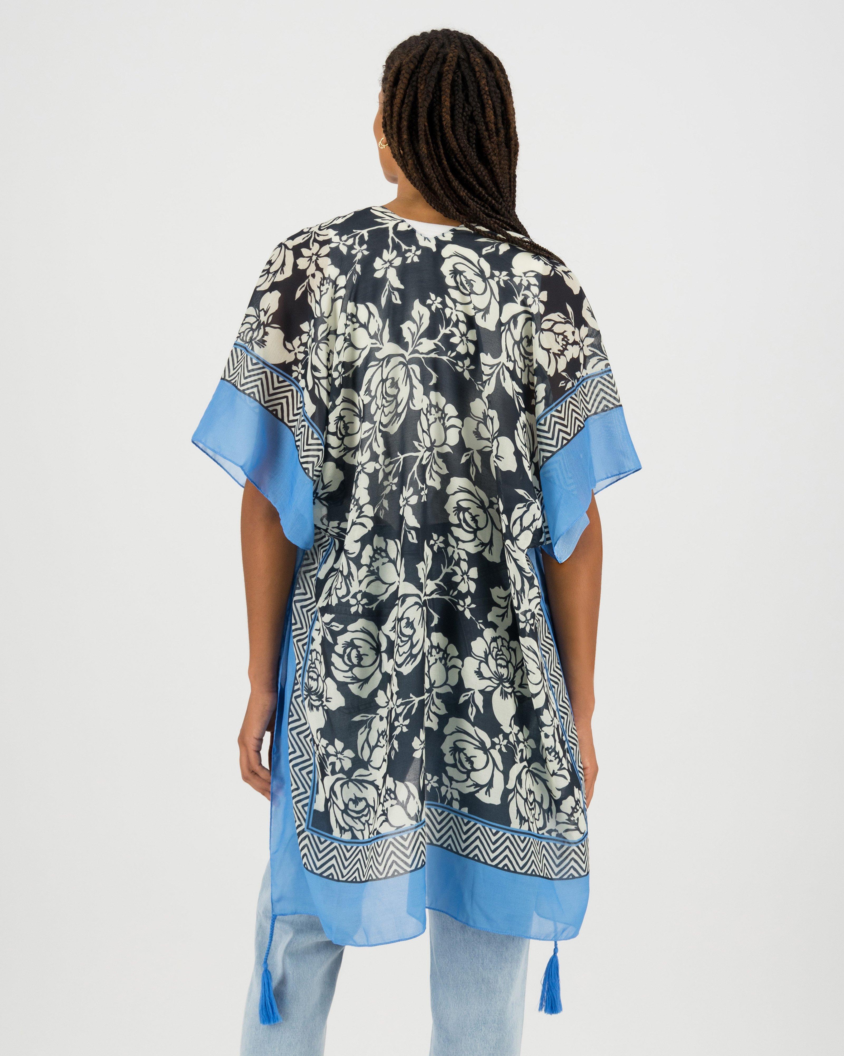 Becca Printed Scarf Kimono -  stone