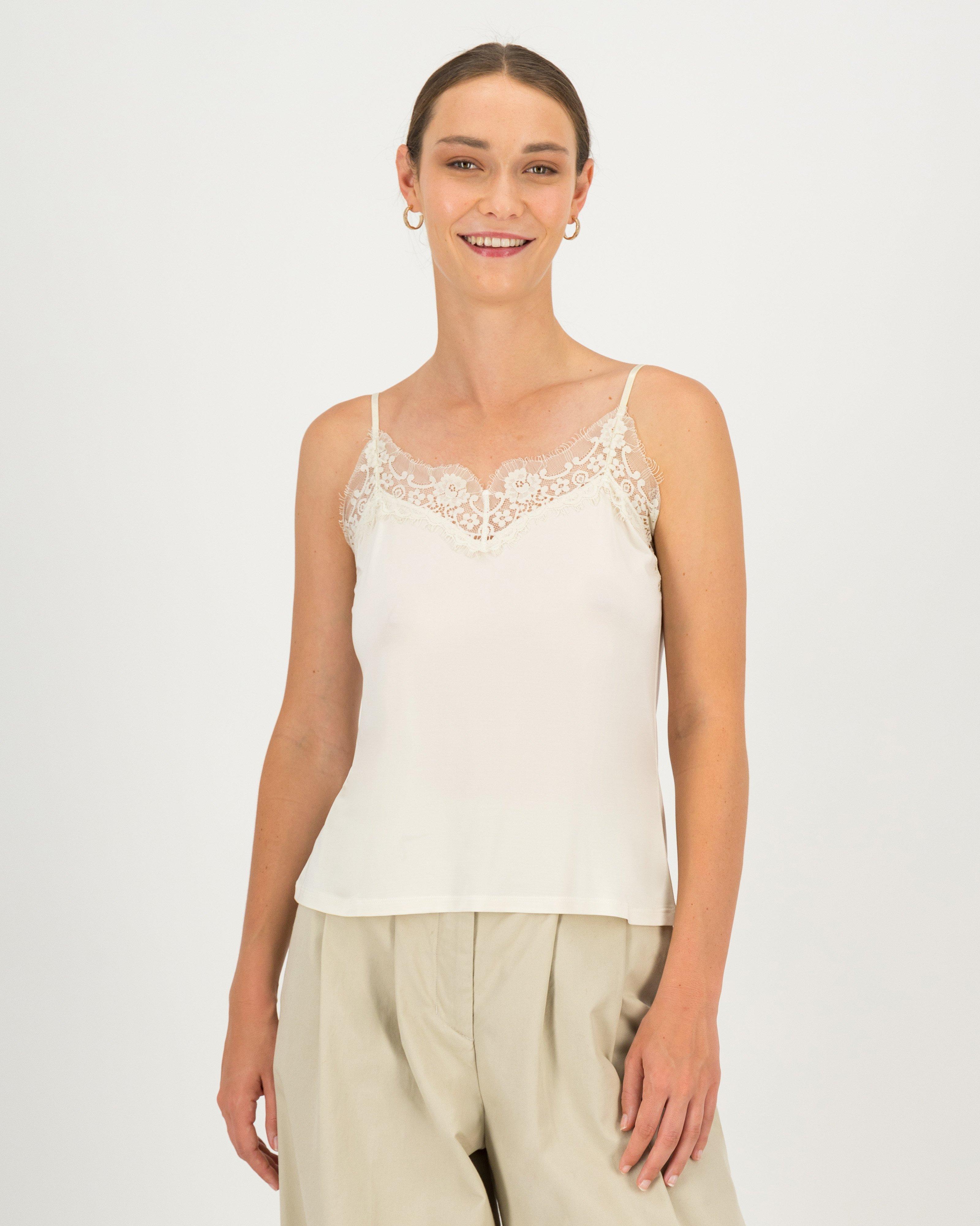 Aubrey Lace Trim Top -  milk