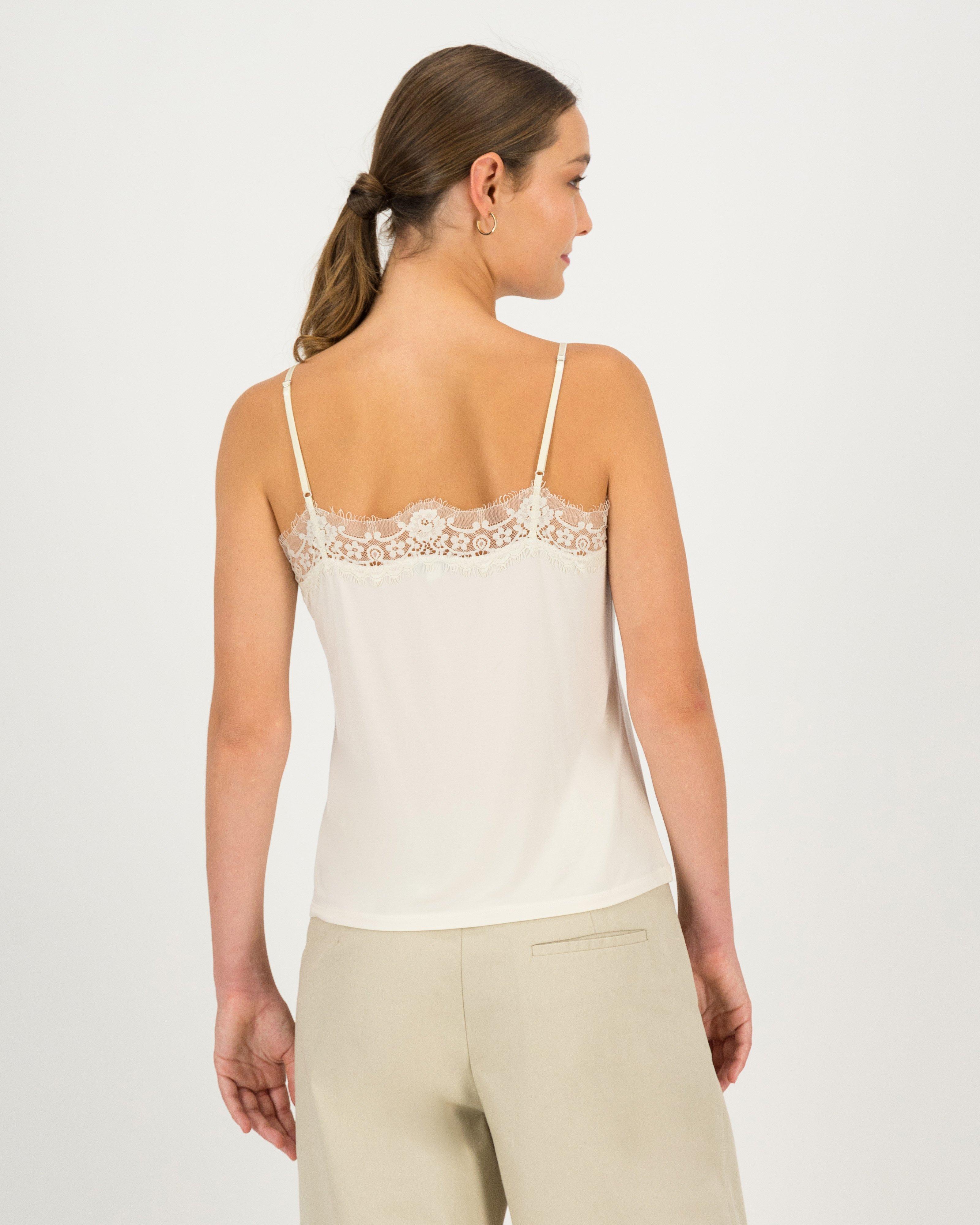 Aubrey Lace Trim Top -  milk