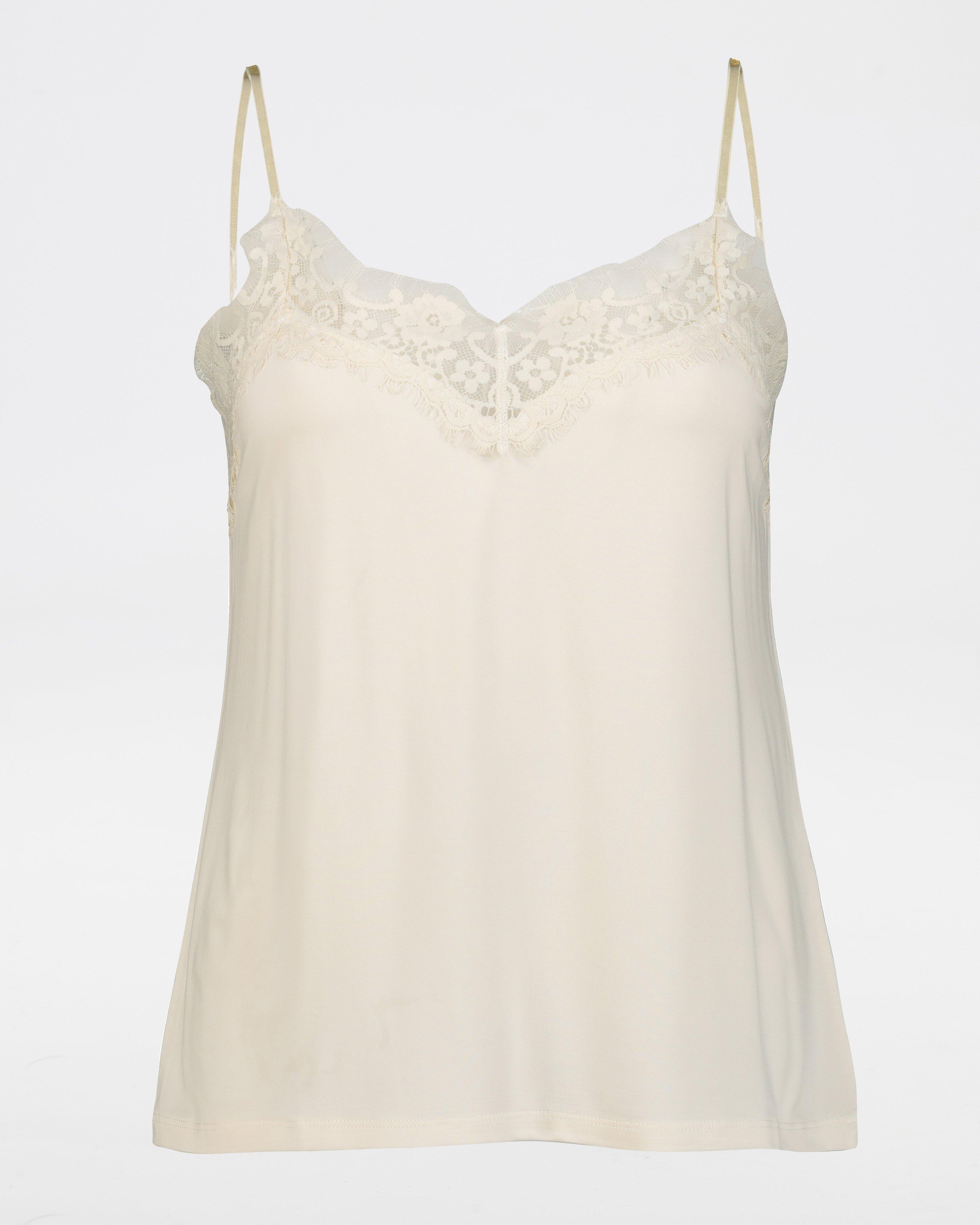 Aubrey Lace Trim Top -  milk