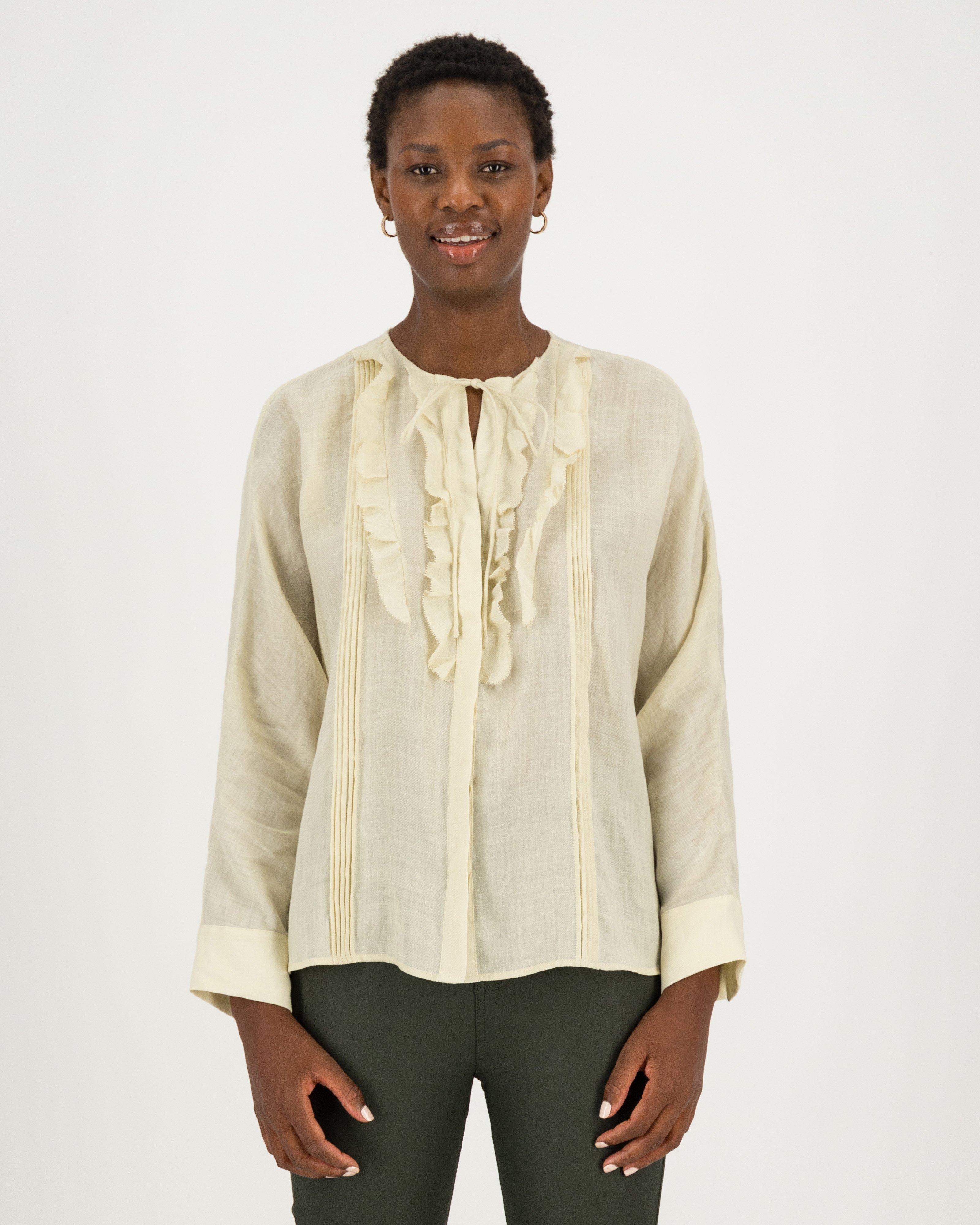 Kerry Ruffle Detail Blouse -  milk