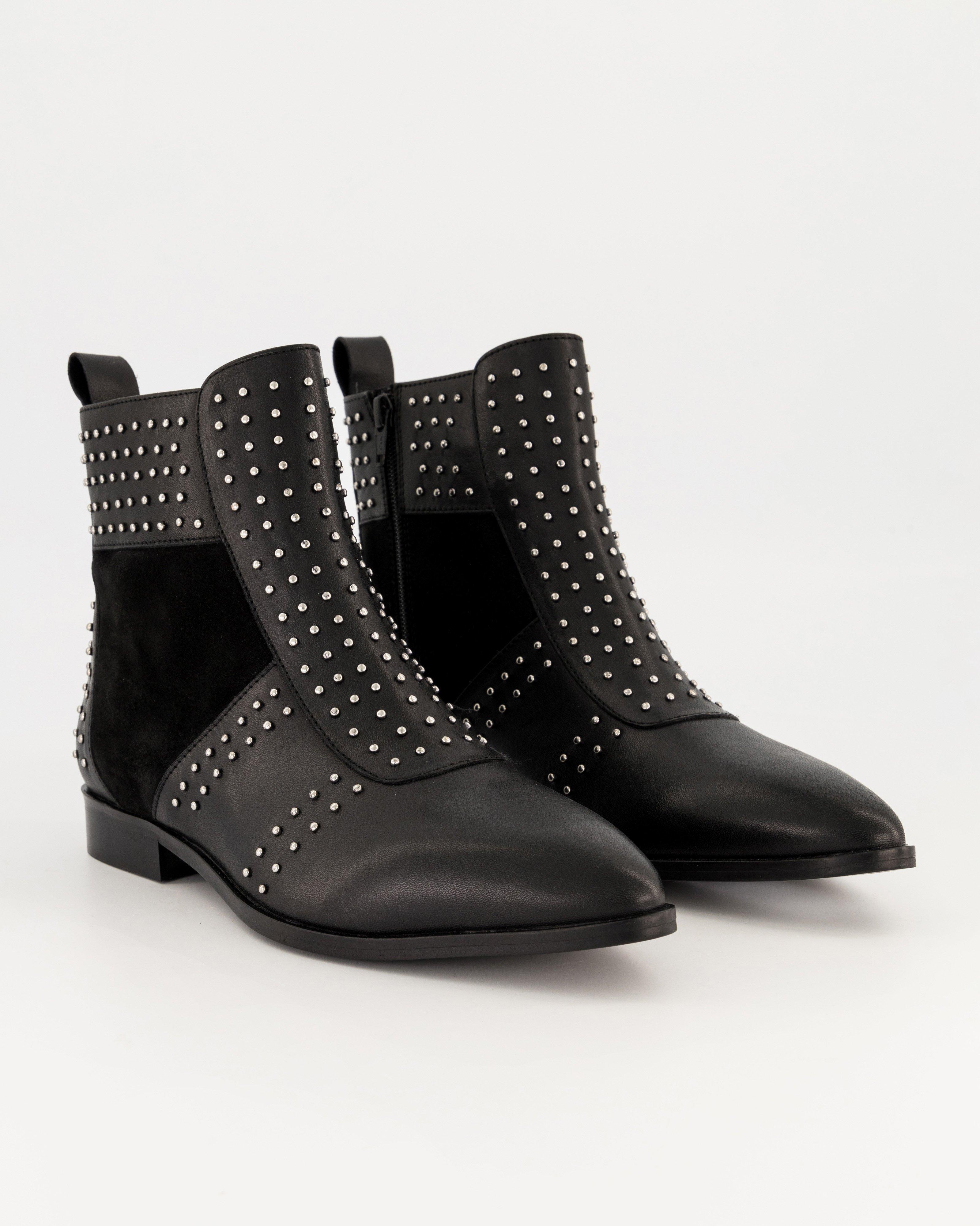 Poetry Tory Studded Boot -  black