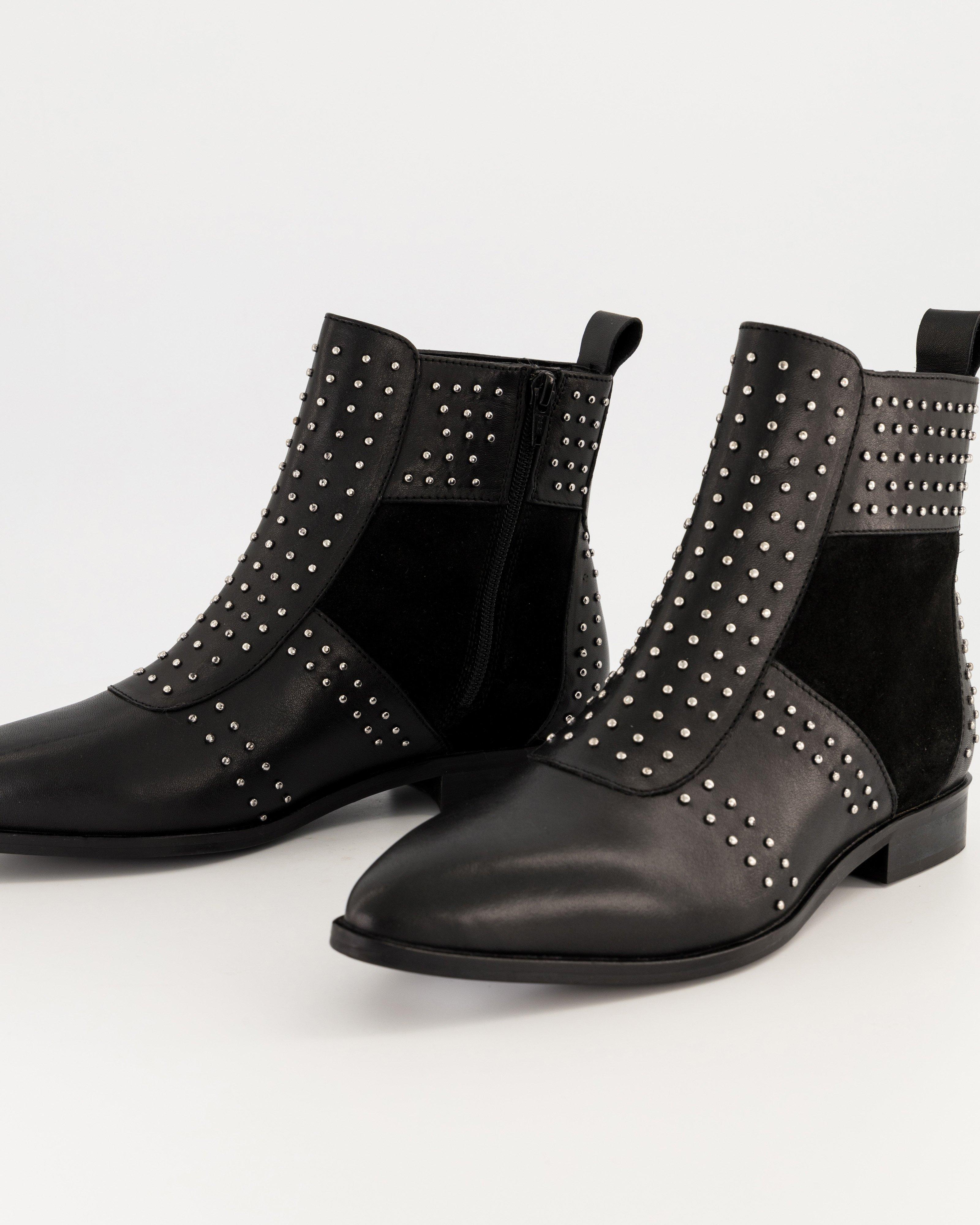 Poetry Tory Studded Boot -  black