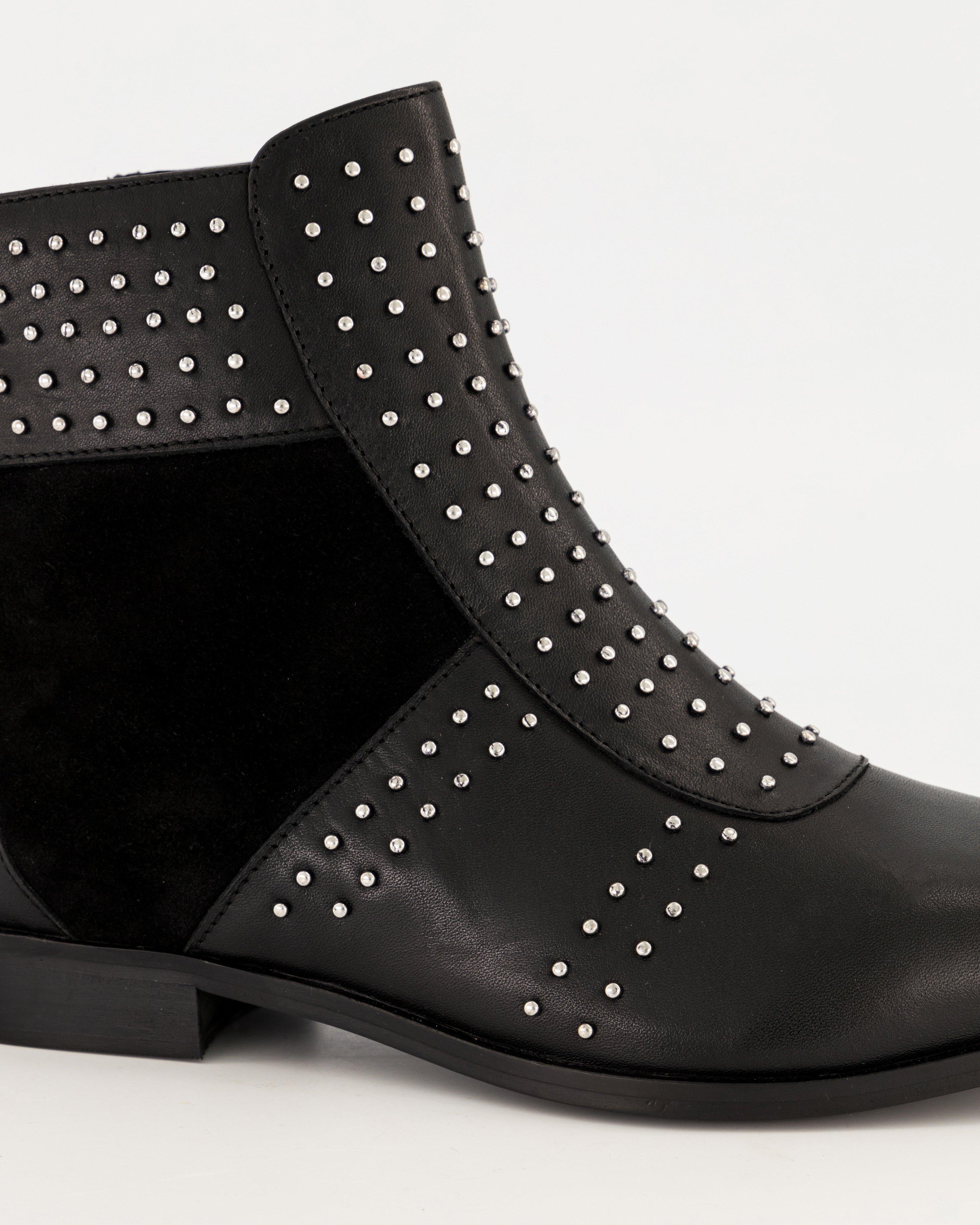 Poetry Tory Studded Boot -  black