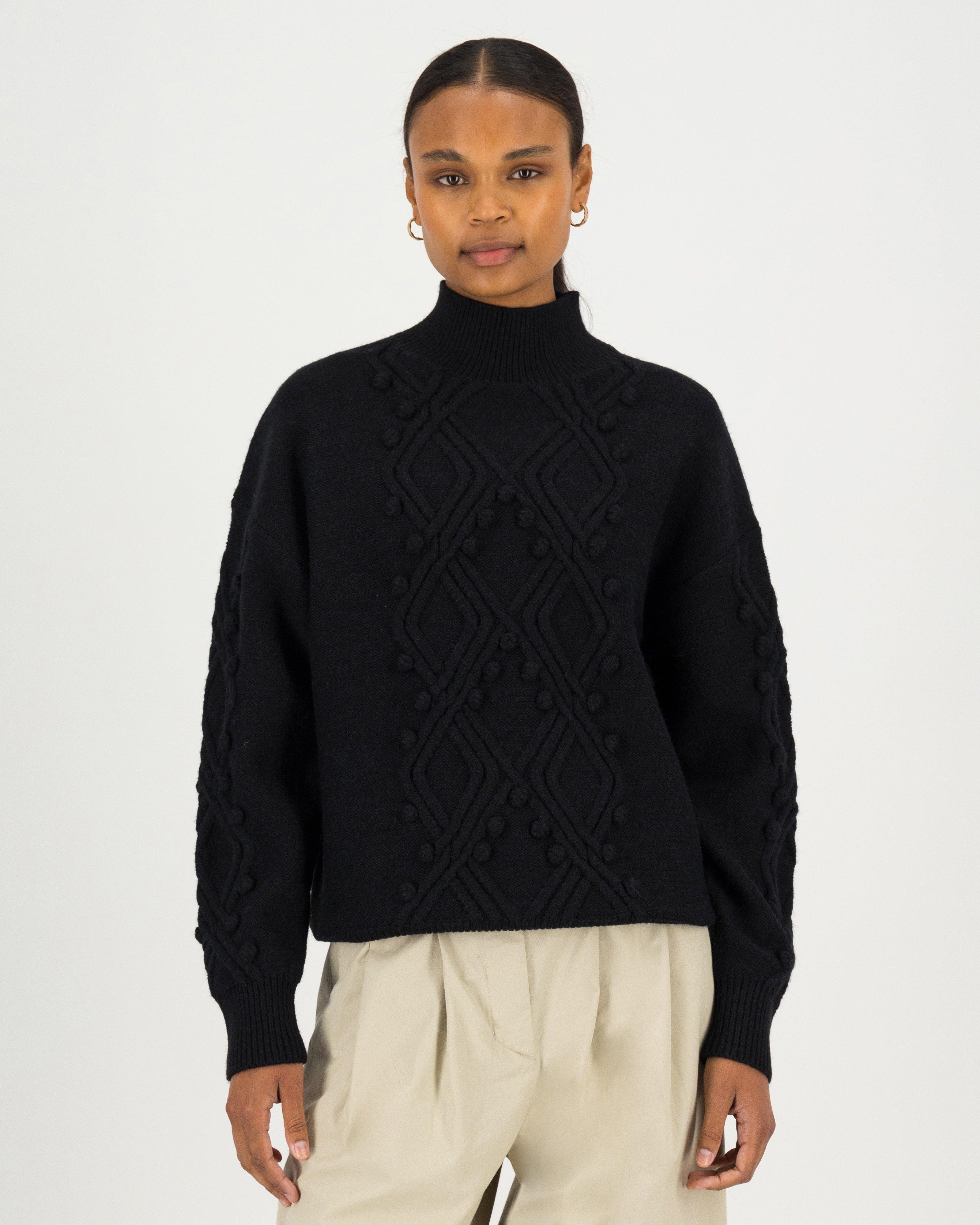 Poetry Storm Cabled Bobble Jumper -  black