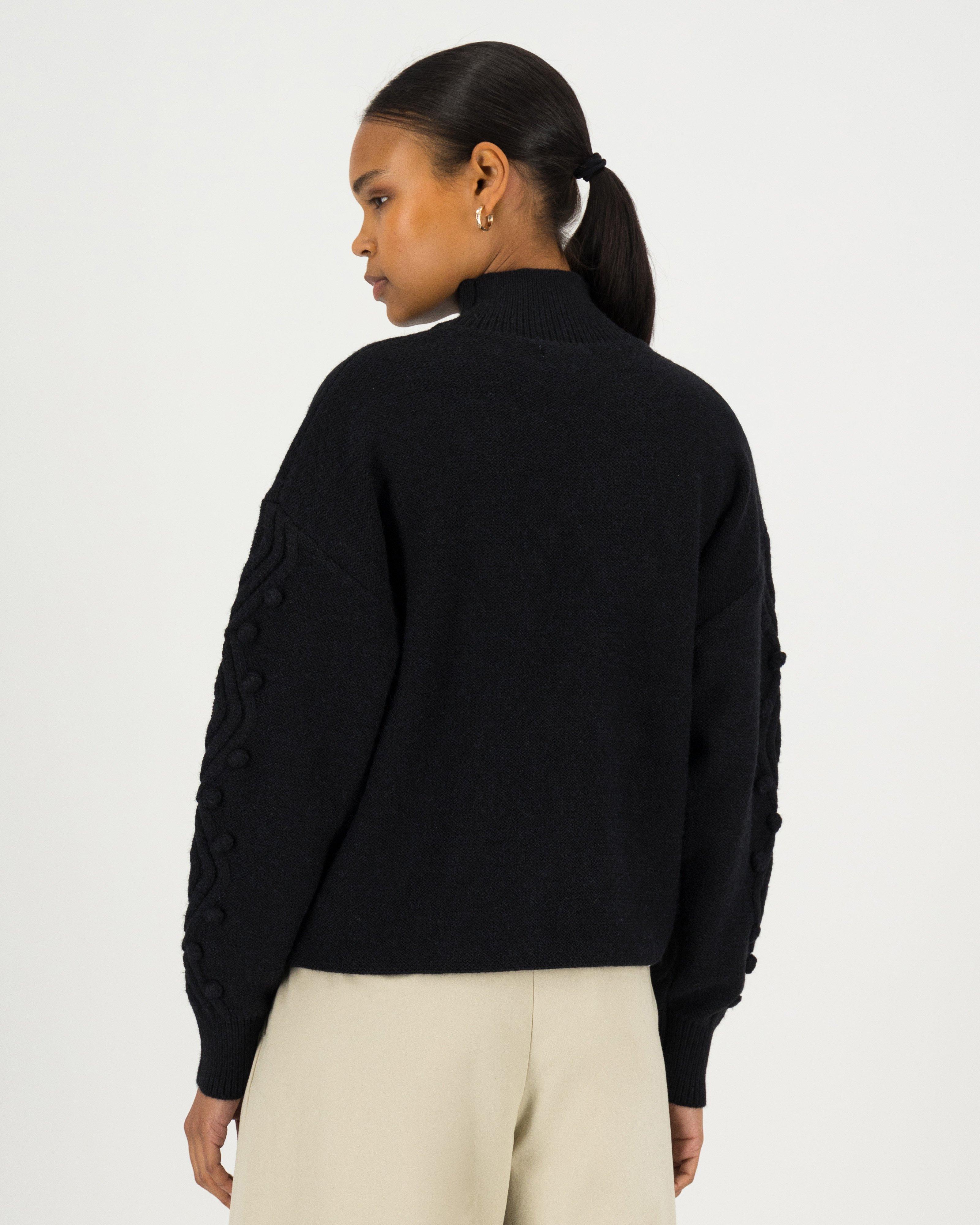 Poetry Storm Cabled Bobble Jumper -  black