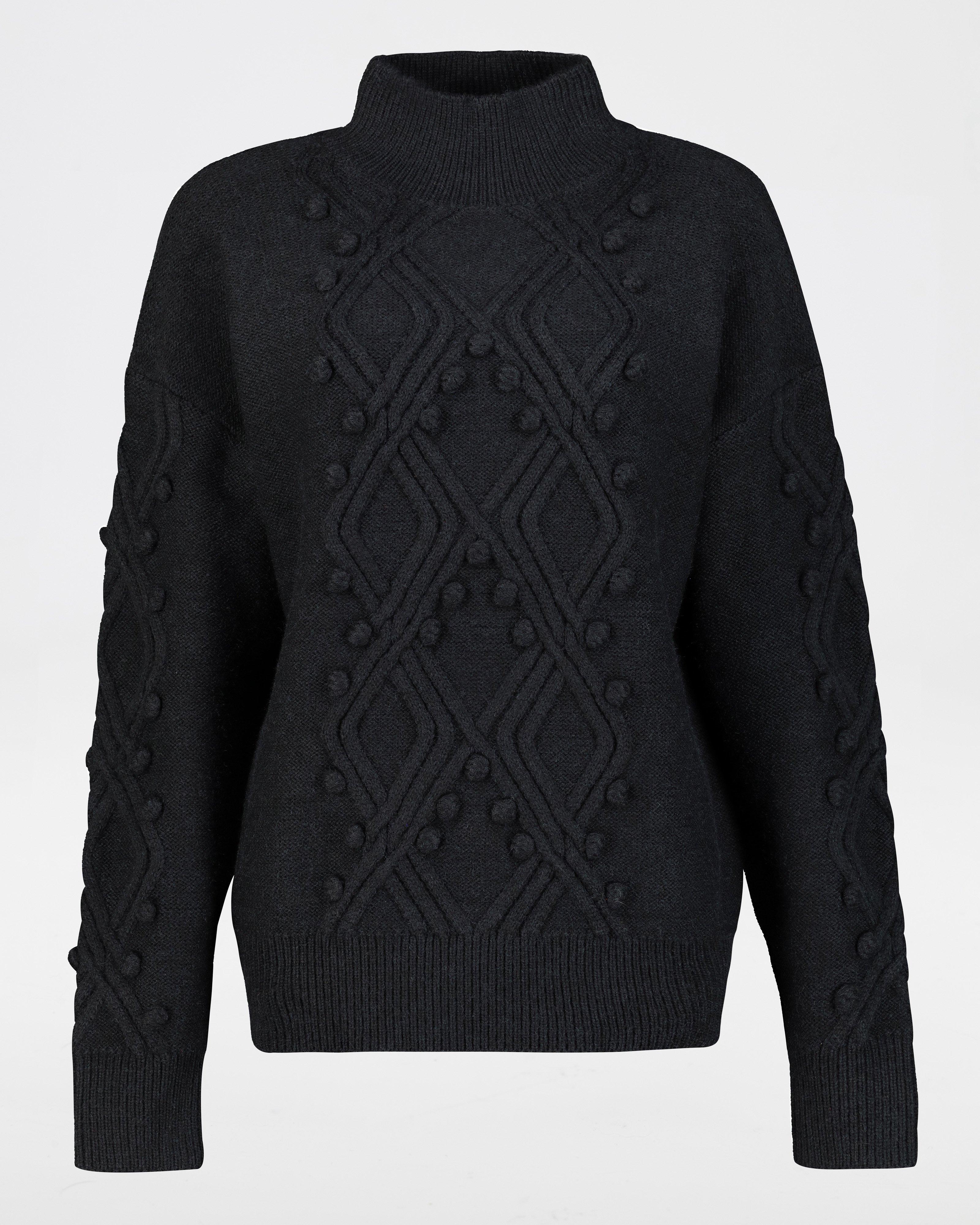 Poetry Storm Cabled Bobble Jumper -  black