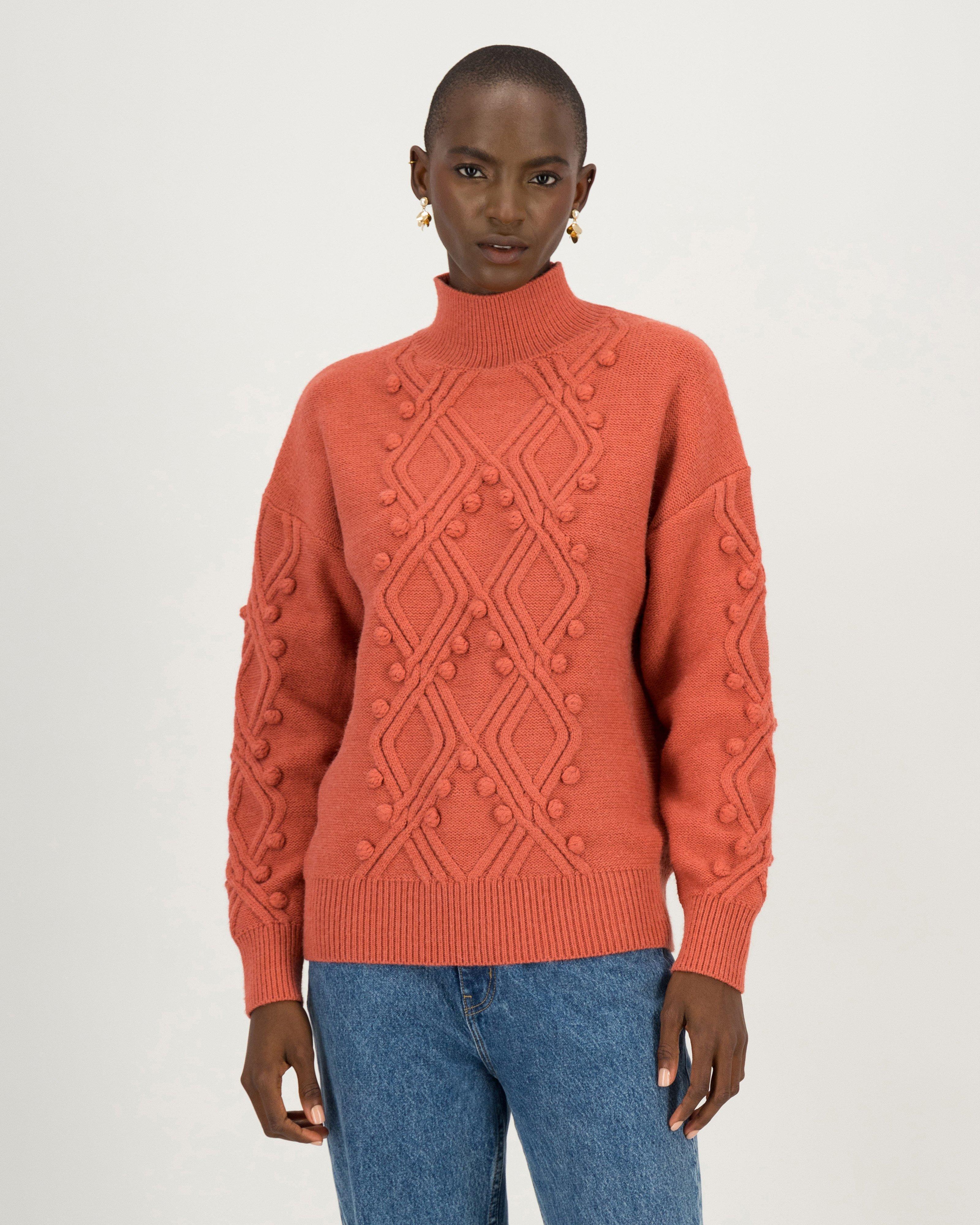 Poetry Storm Cabled Bobble Jumper -  dustypink