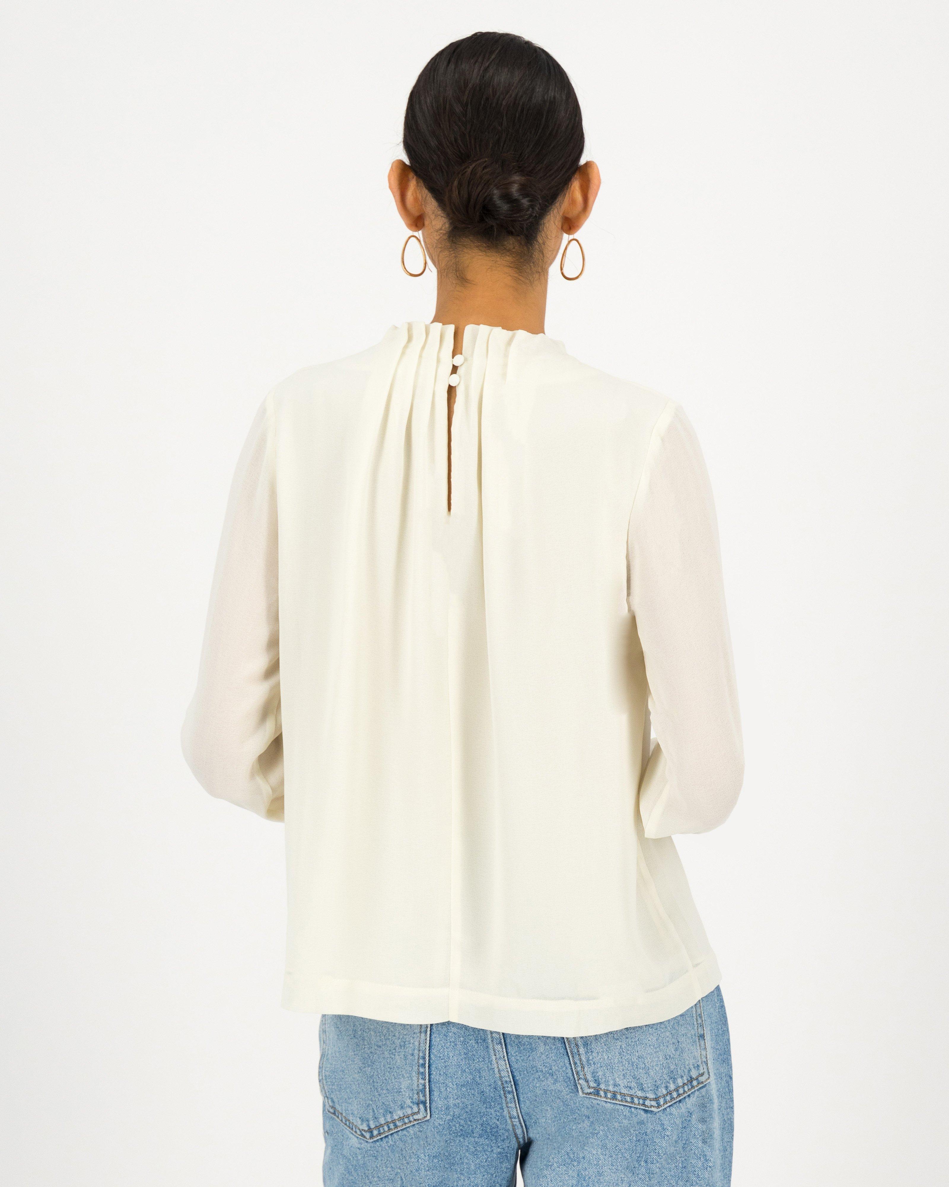 Sylvie Mock Neck Detail Blouse -  milk